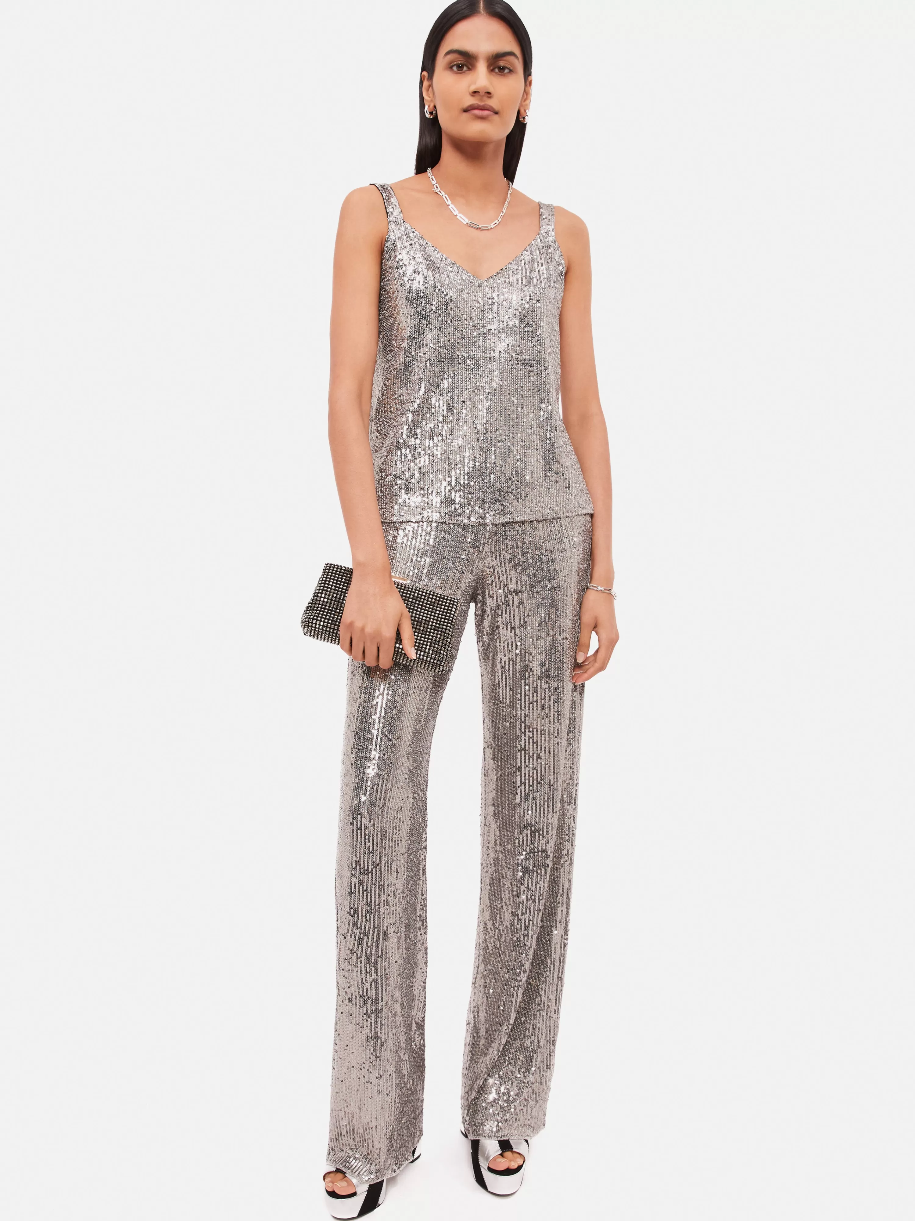 Jigsaw Sequin Palazzo-Women Trousers