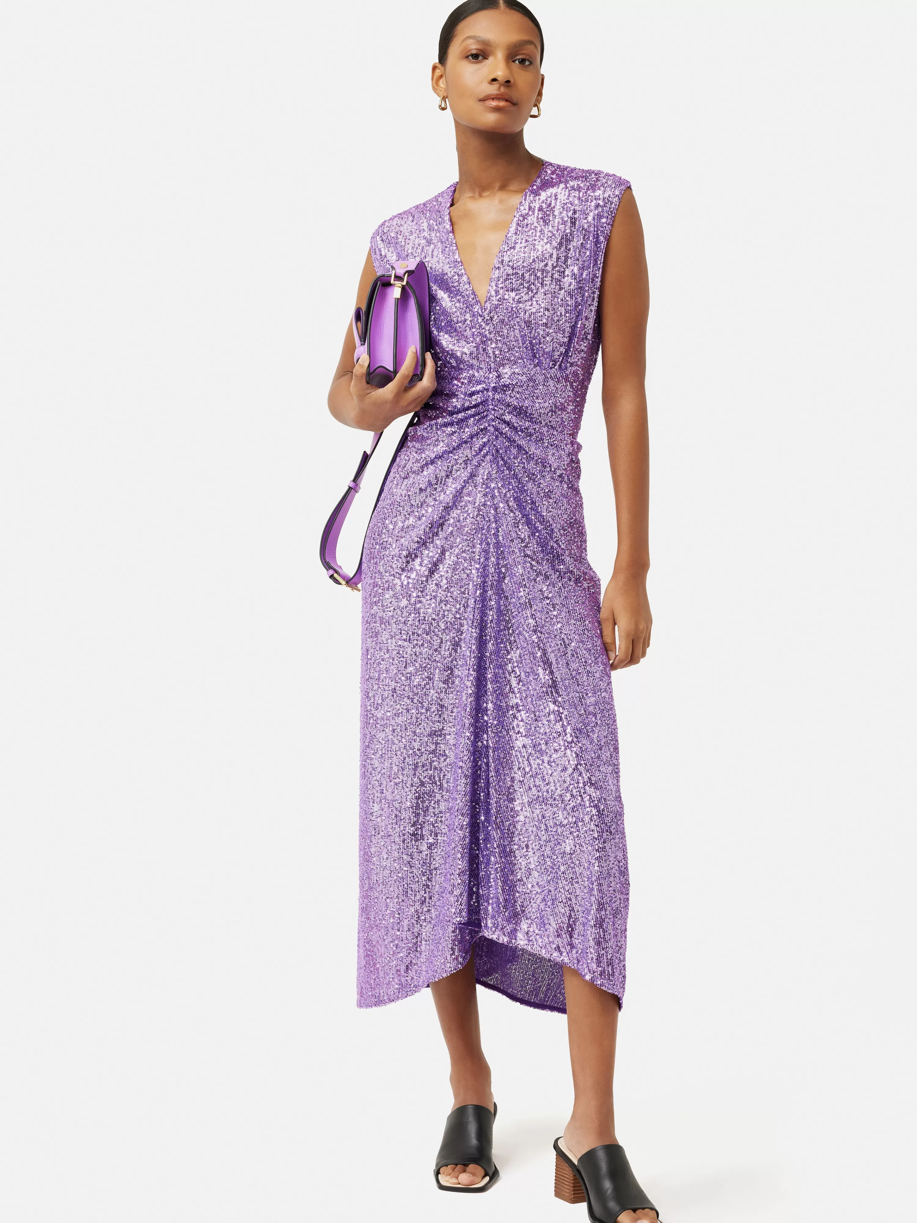 Jigsaw Sequin Ruched Midi Dress-Women Dresses & Jumpsuits