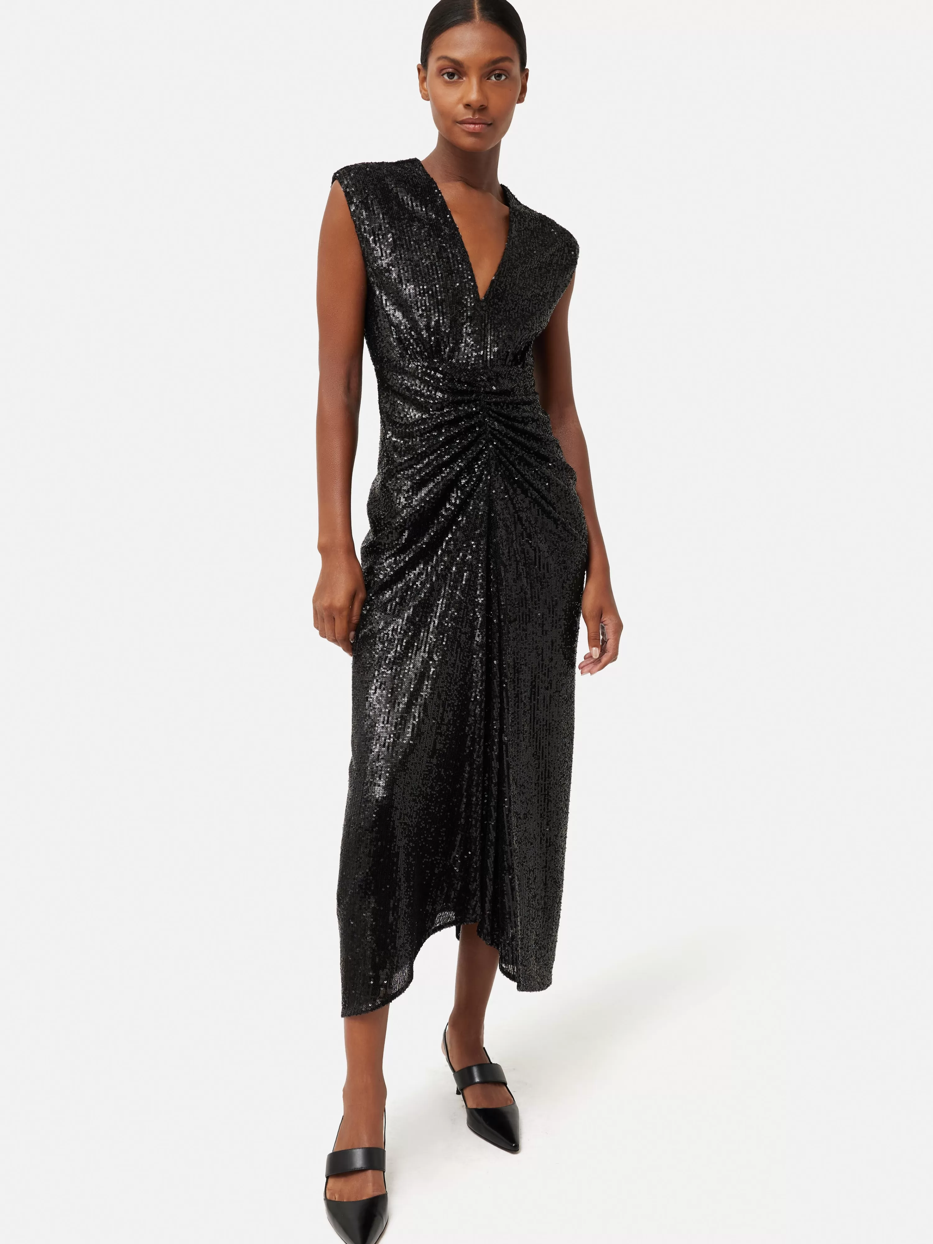 Jigsaw Sequin Ruched Midi Dress-Women Dresses & Jumpsuits