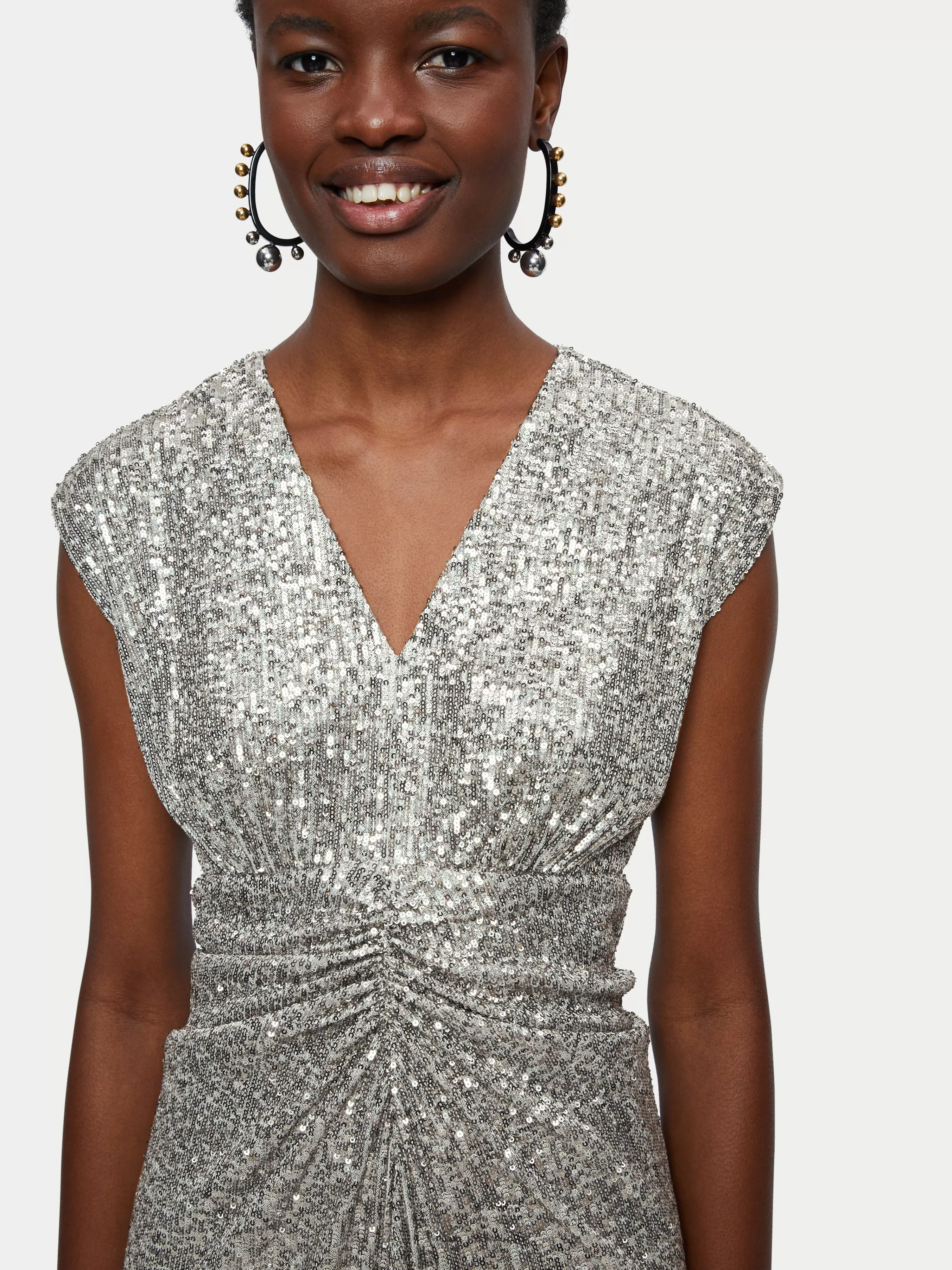 Jigsaw Sequin Ruched Midi Dress-Women Dresses & Jumpsuits