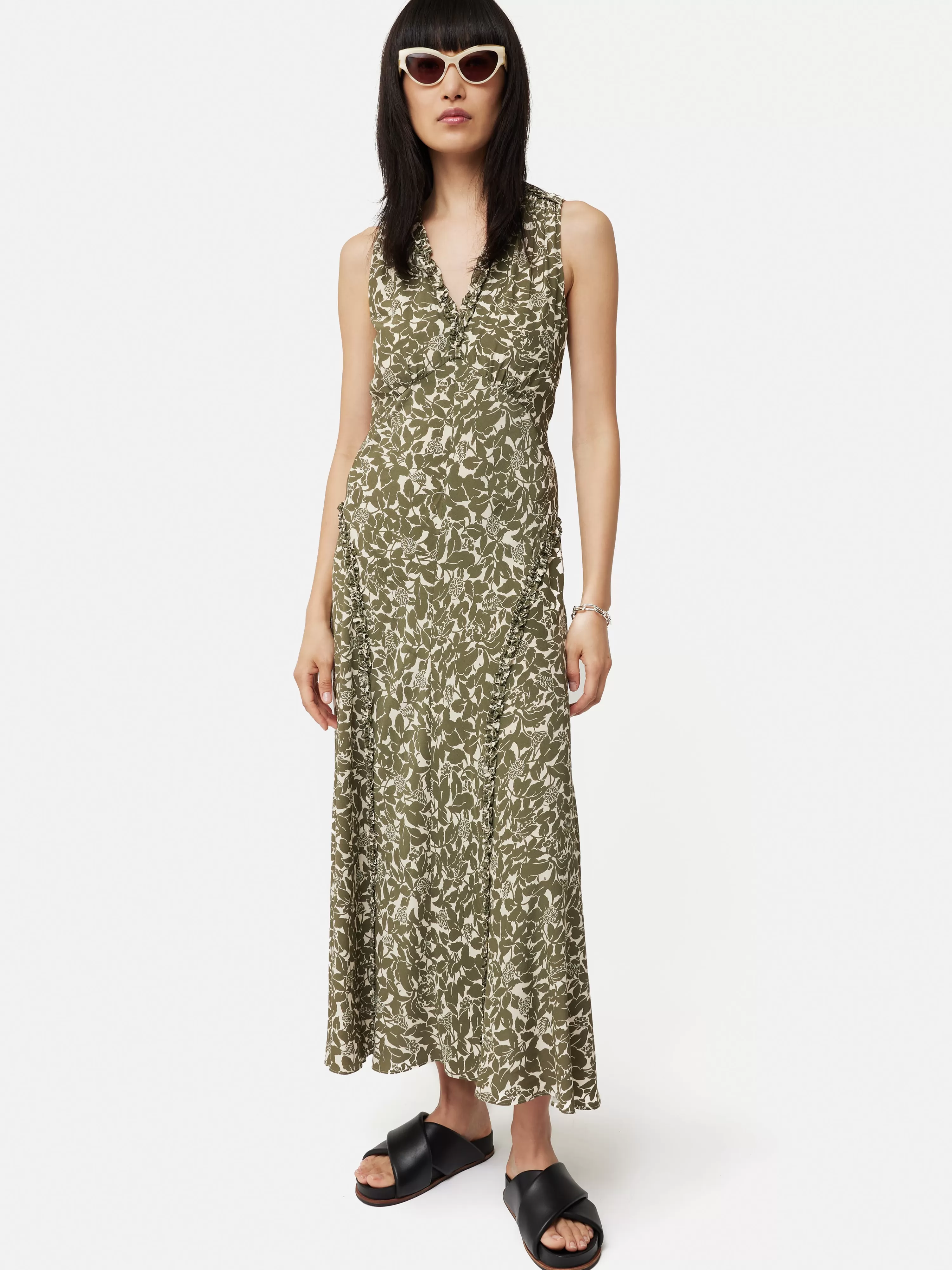 Jigsaw Shadow Leaf Sleeveless Dress-Women Dresses & Jumpsuits