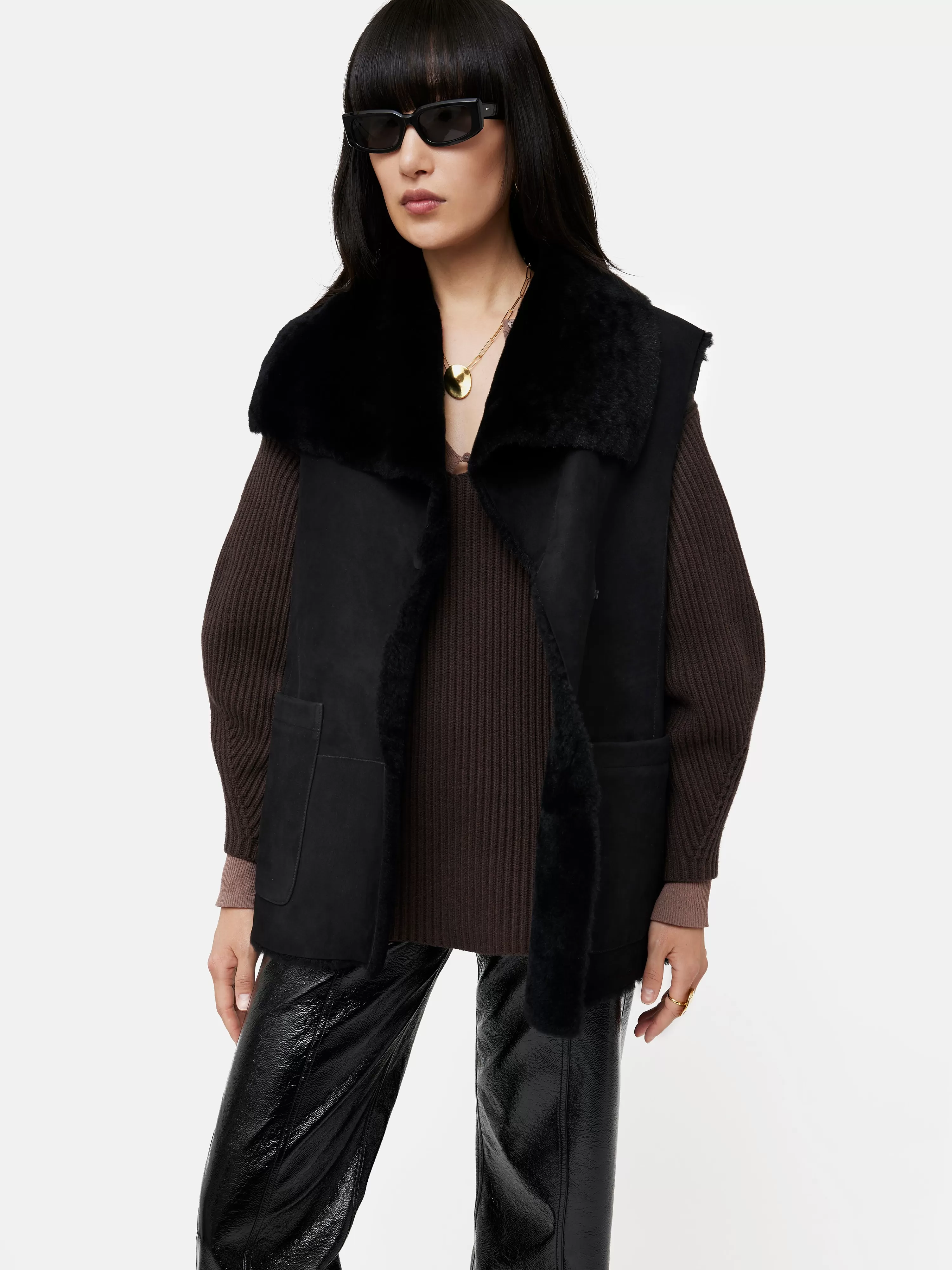 Jigsaw Shearling Gilet-Women Coats & Jackets