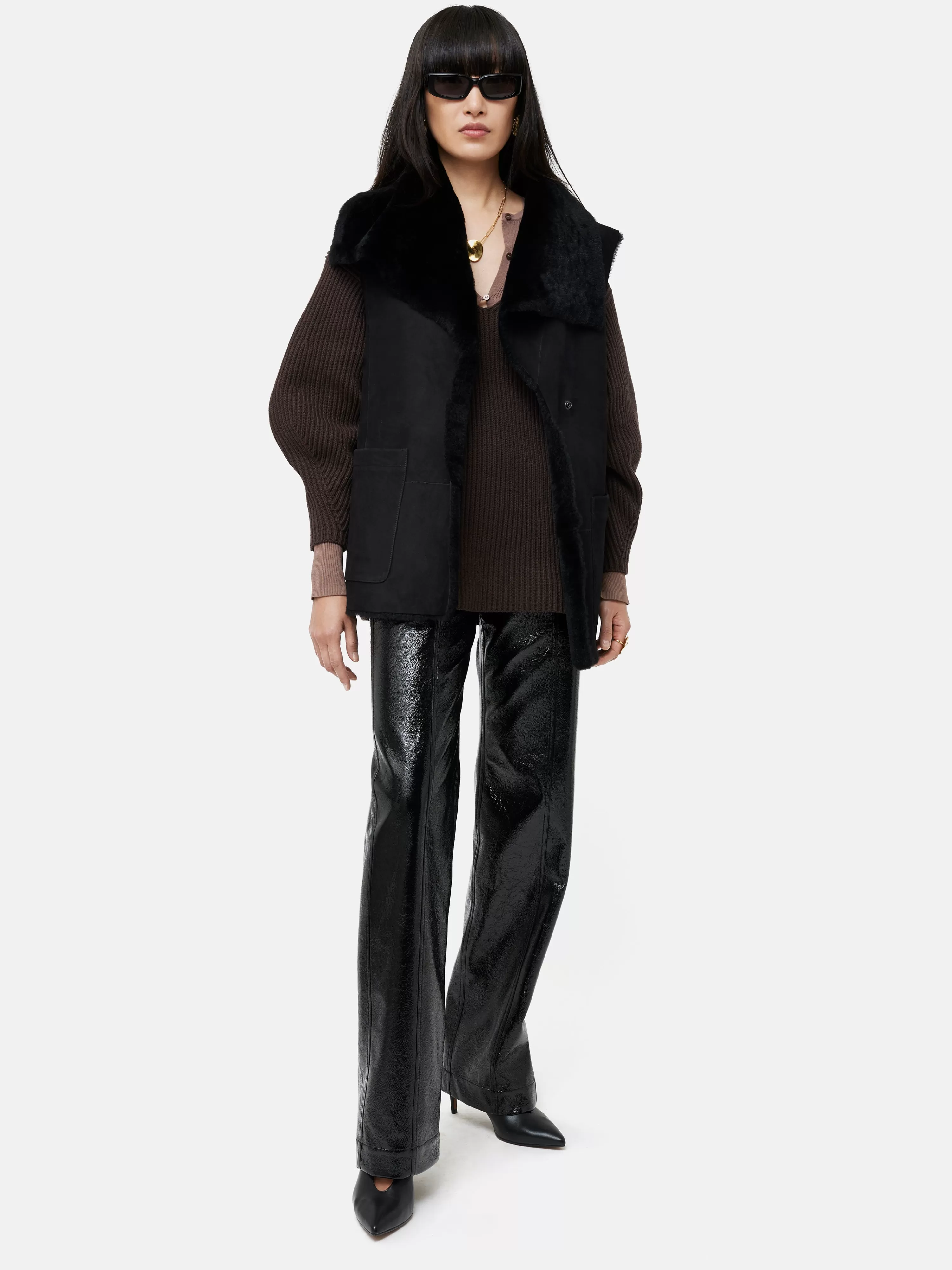 Jigsaw Shearling Gilet-Women Coats & Jackets