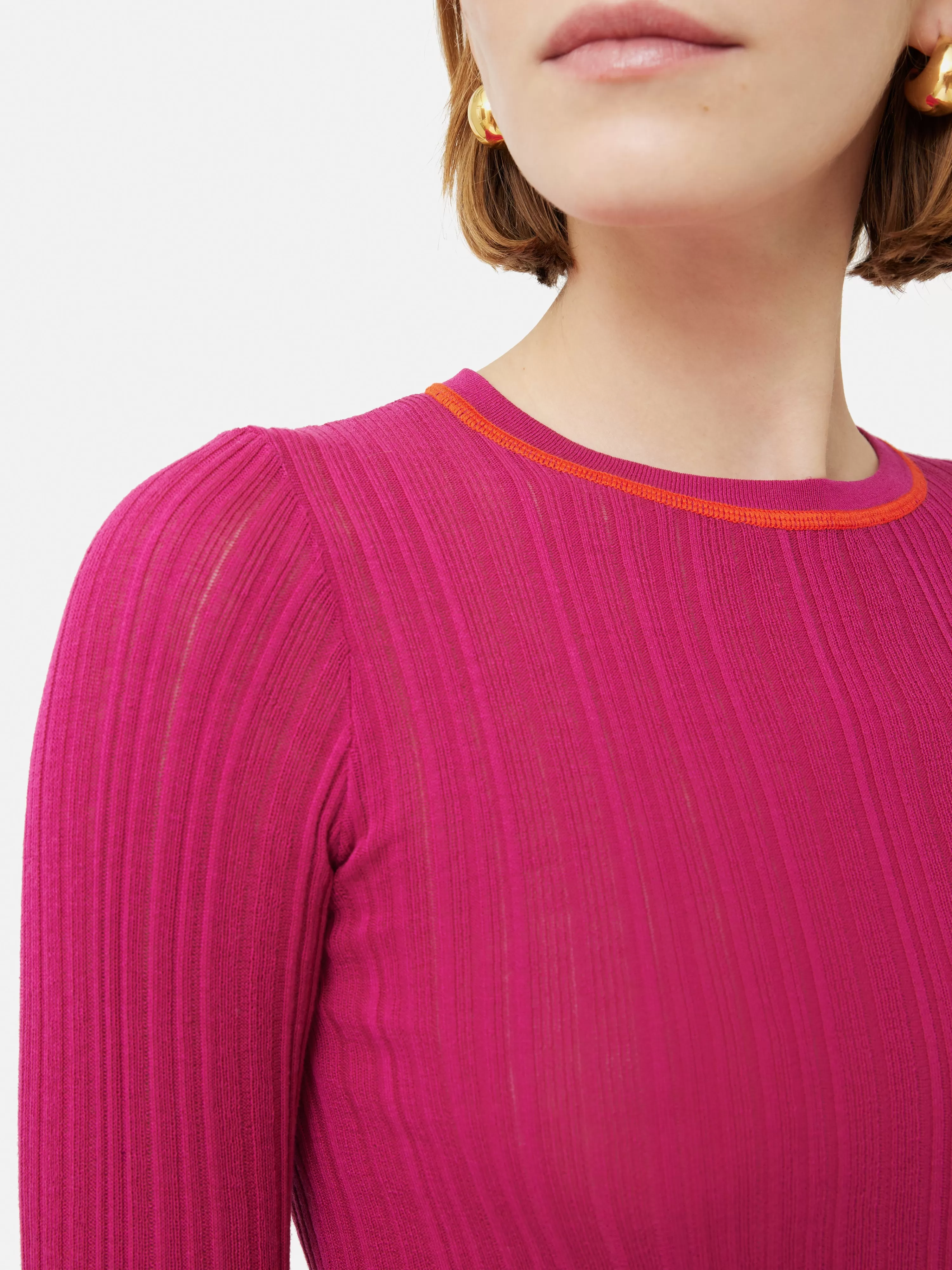 Jigsaw Silk Cotton Rib Crew Jumper-Women Knitwear & Cashmere