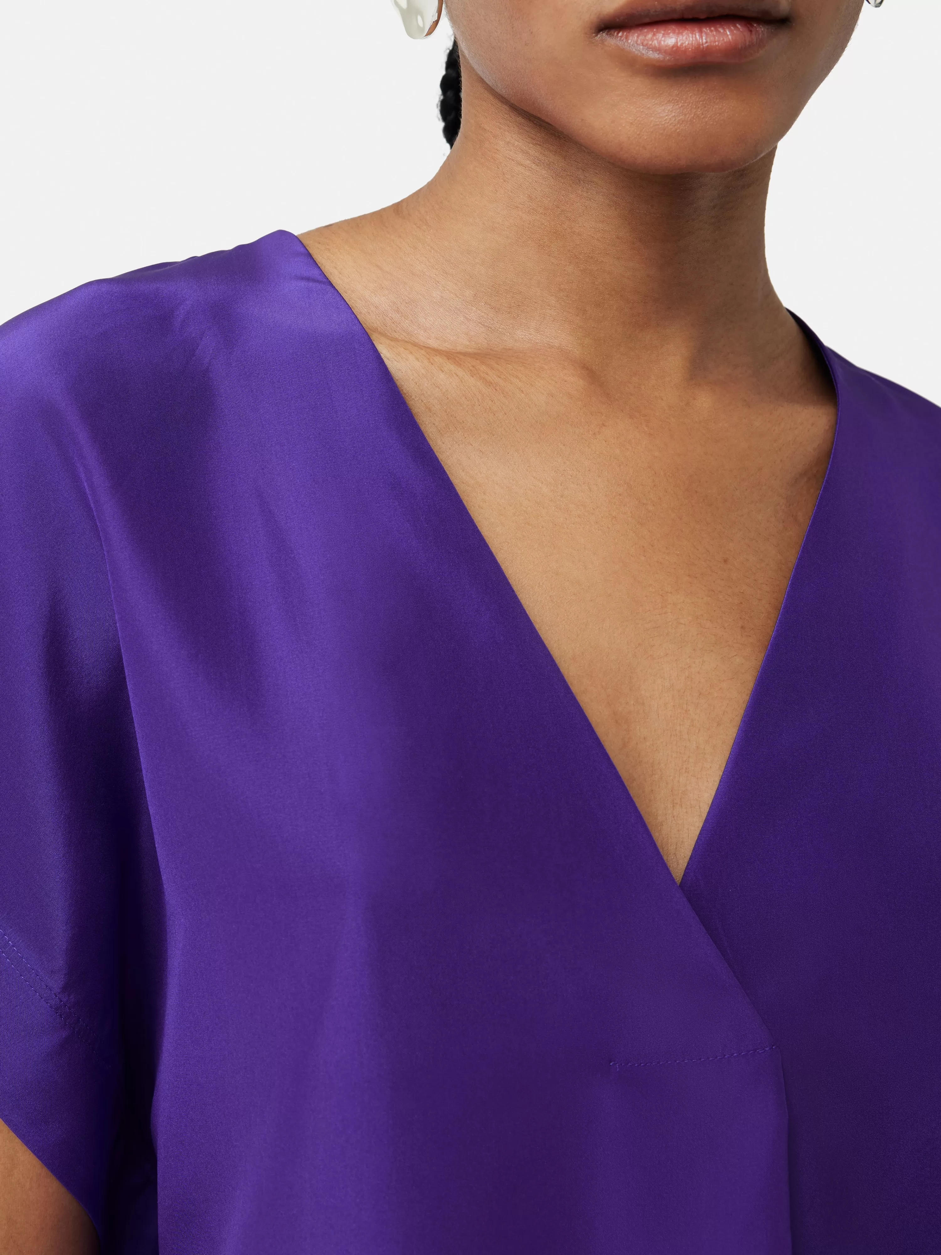 Jigsaw Silk Habotai V Neck Top-Women Shirts & Blouses