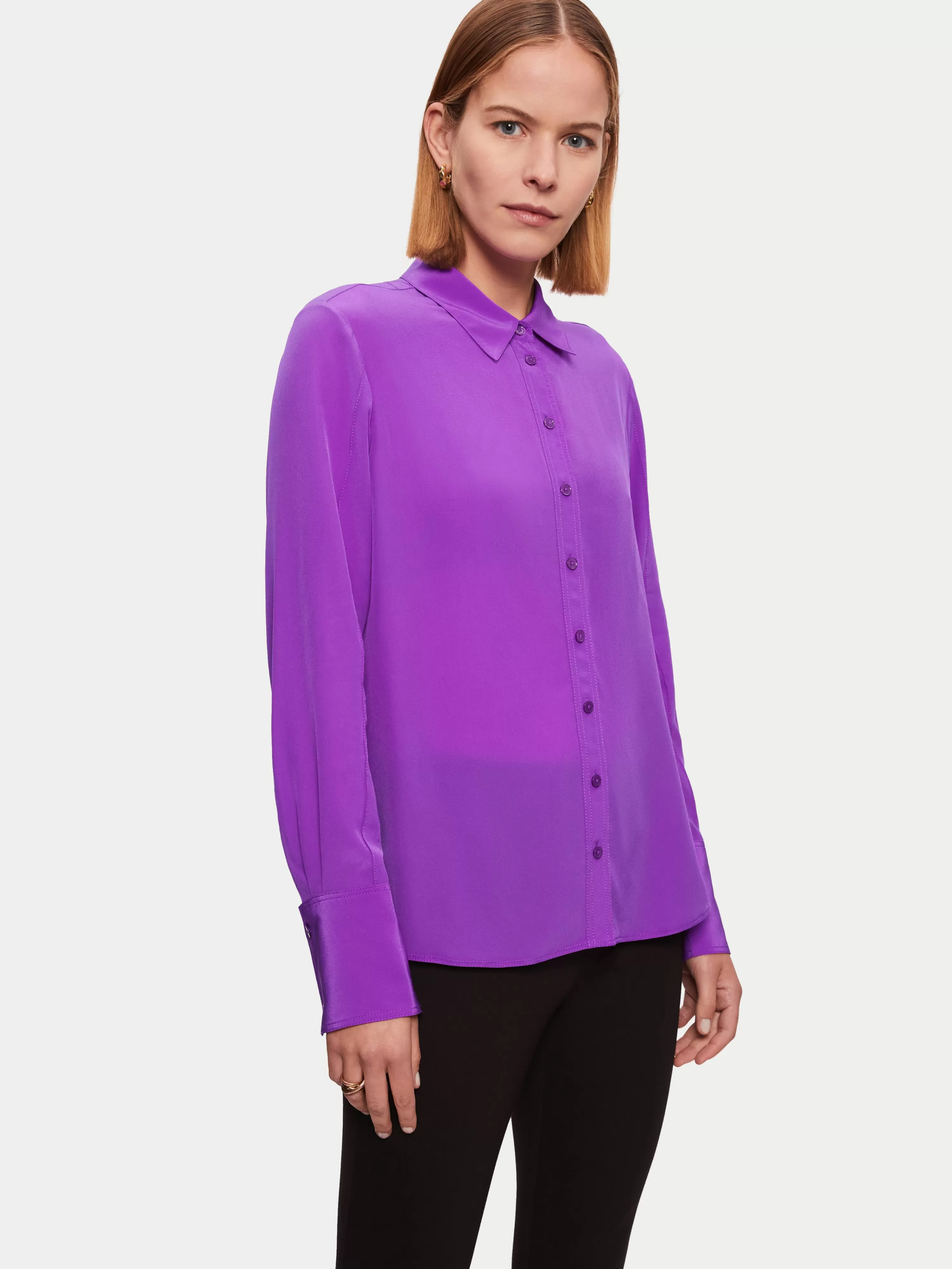 Jigsaw Silk Long Sleeve Shirt-Women Shirts & Blouses