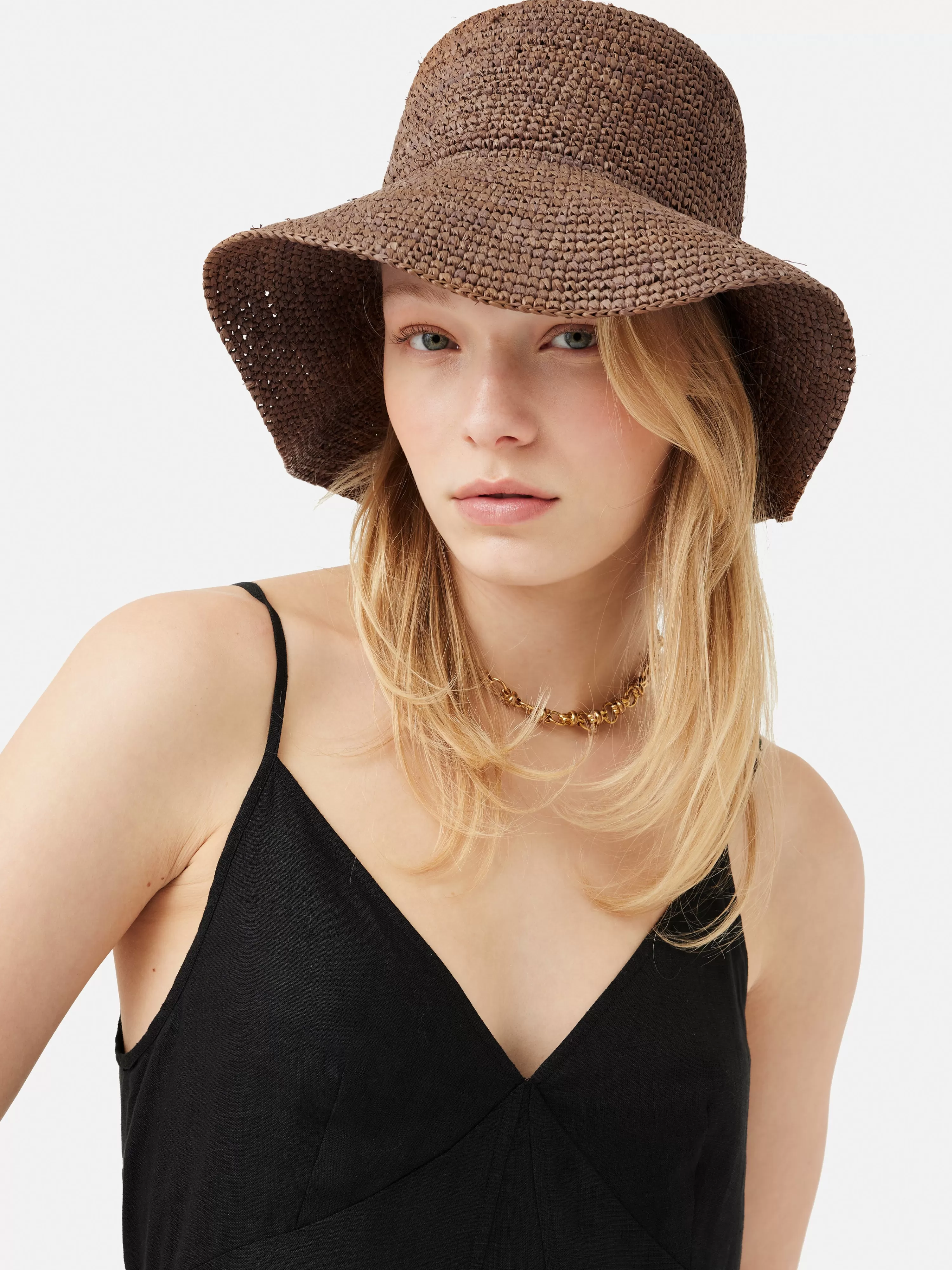 Jigsaw Straw Bucket Hat-Women Hats