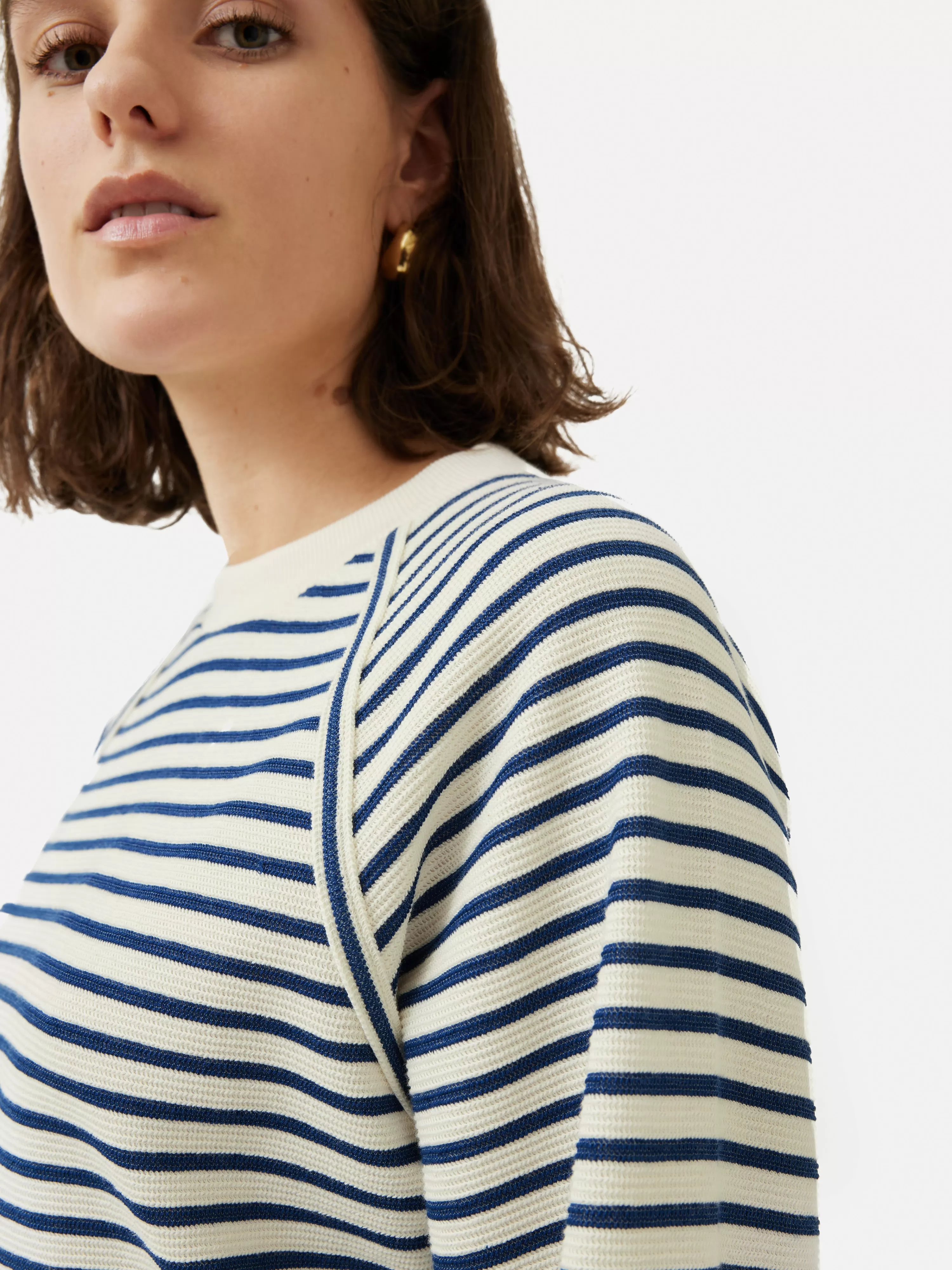 Jigsaw Stripe Crew Neck Sweatshirt-Women T-Shirts