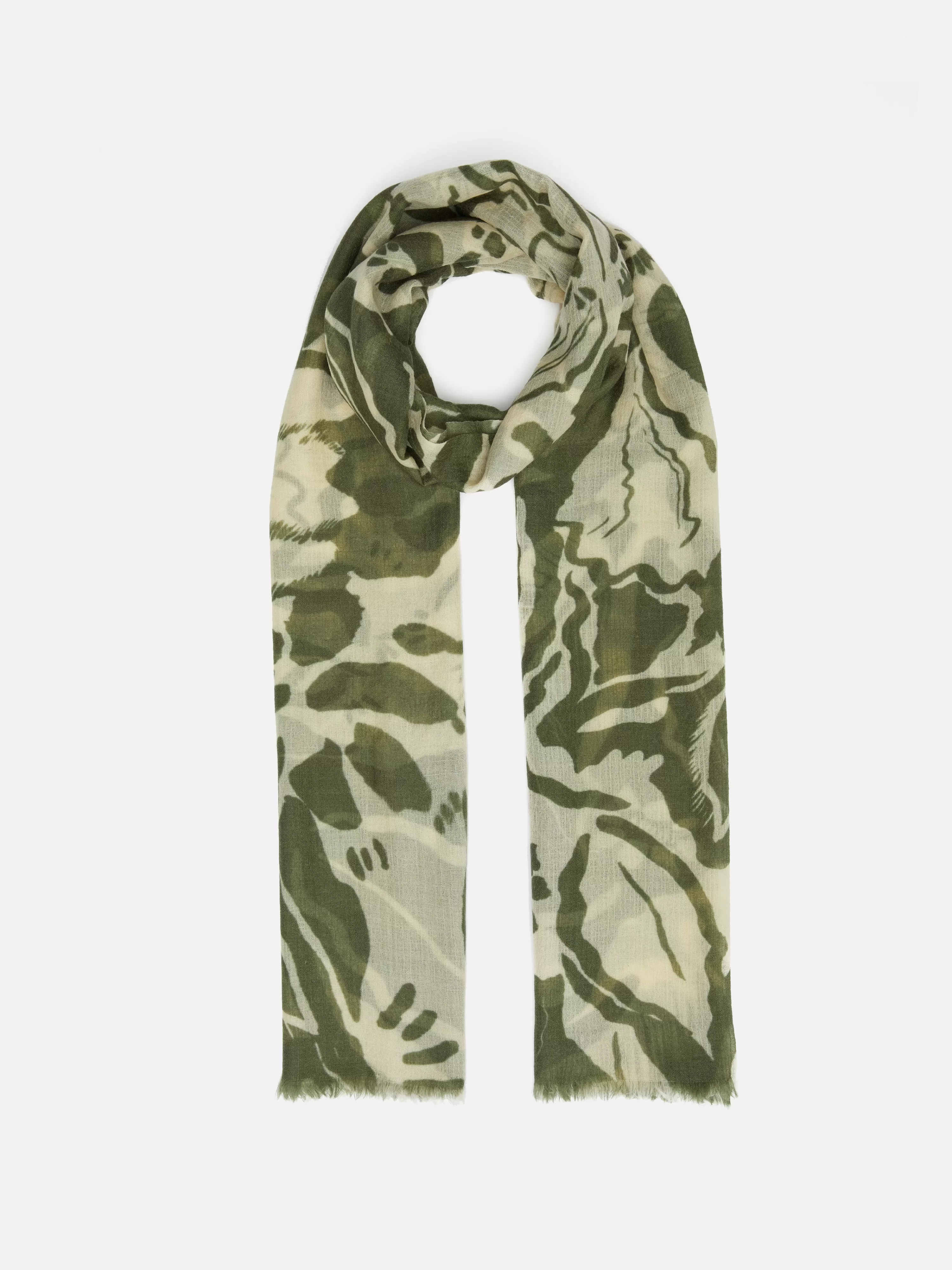 Jigsaw Strokes Floral Gauze Scarf-Women Ponchos & Scarves