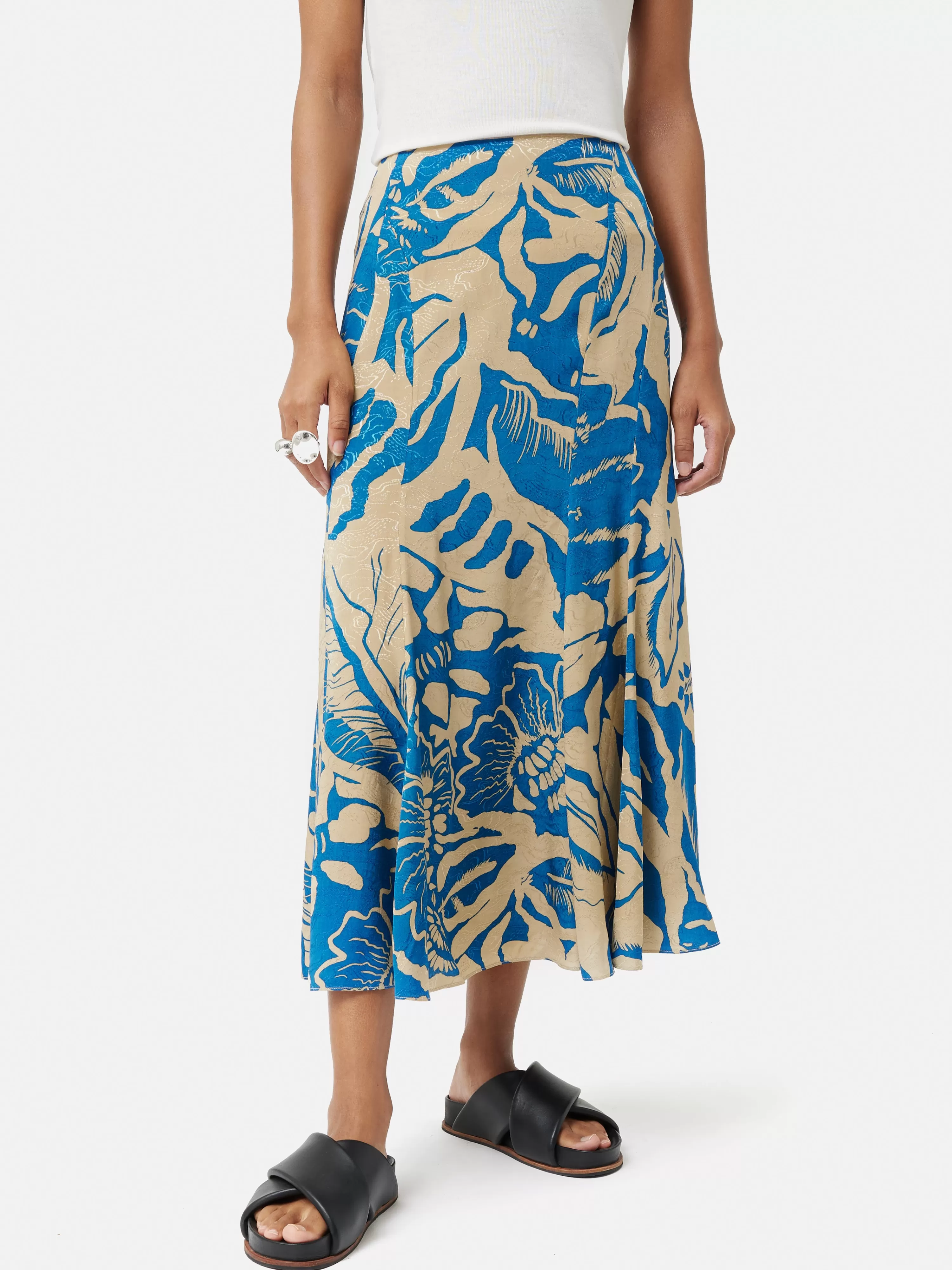 Jigsaw Strokes Floral Jacquard Skirt-Women Skirts