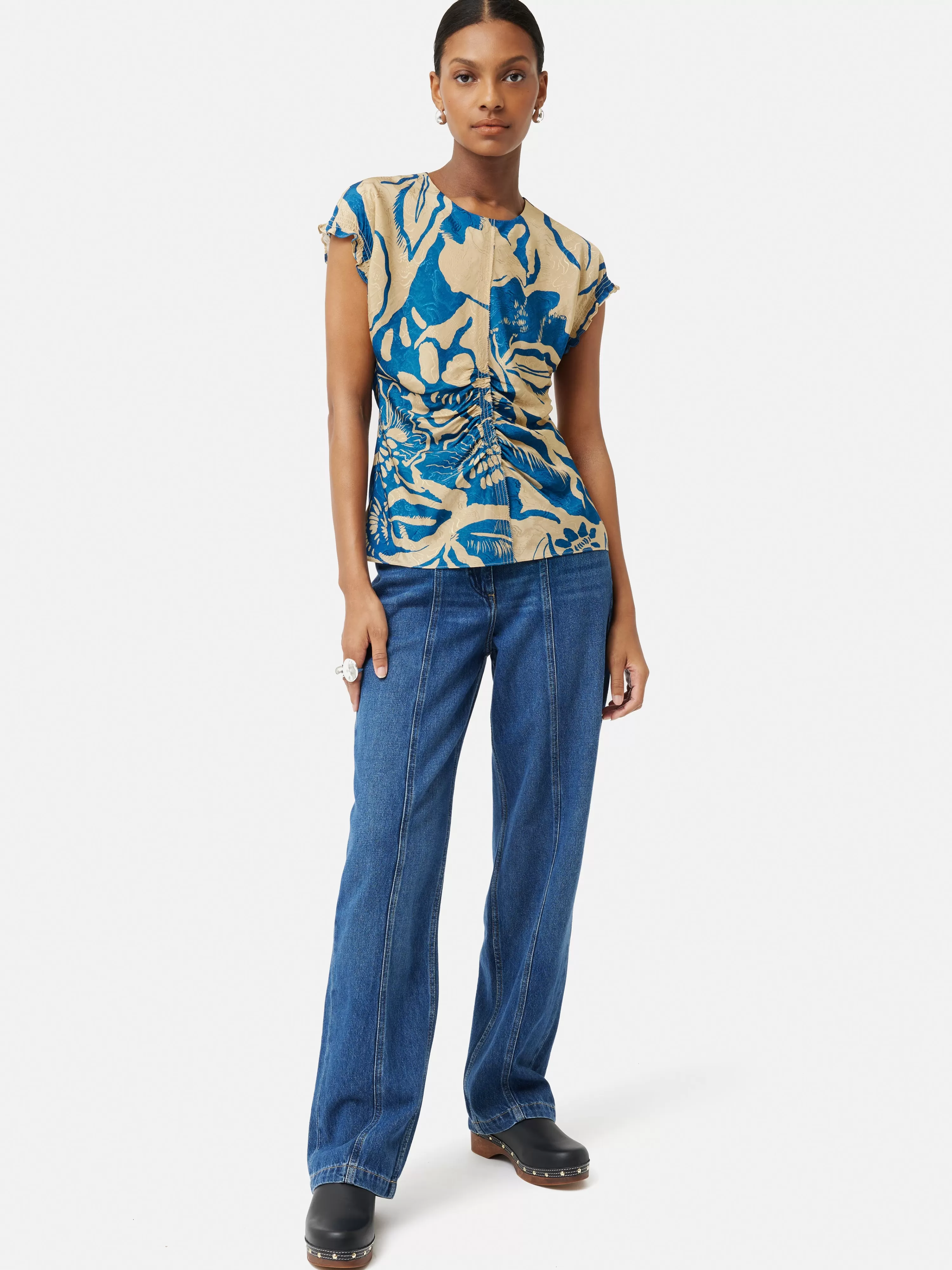 Jigsaw Strokes Floral Jacquard Top-Women Tops