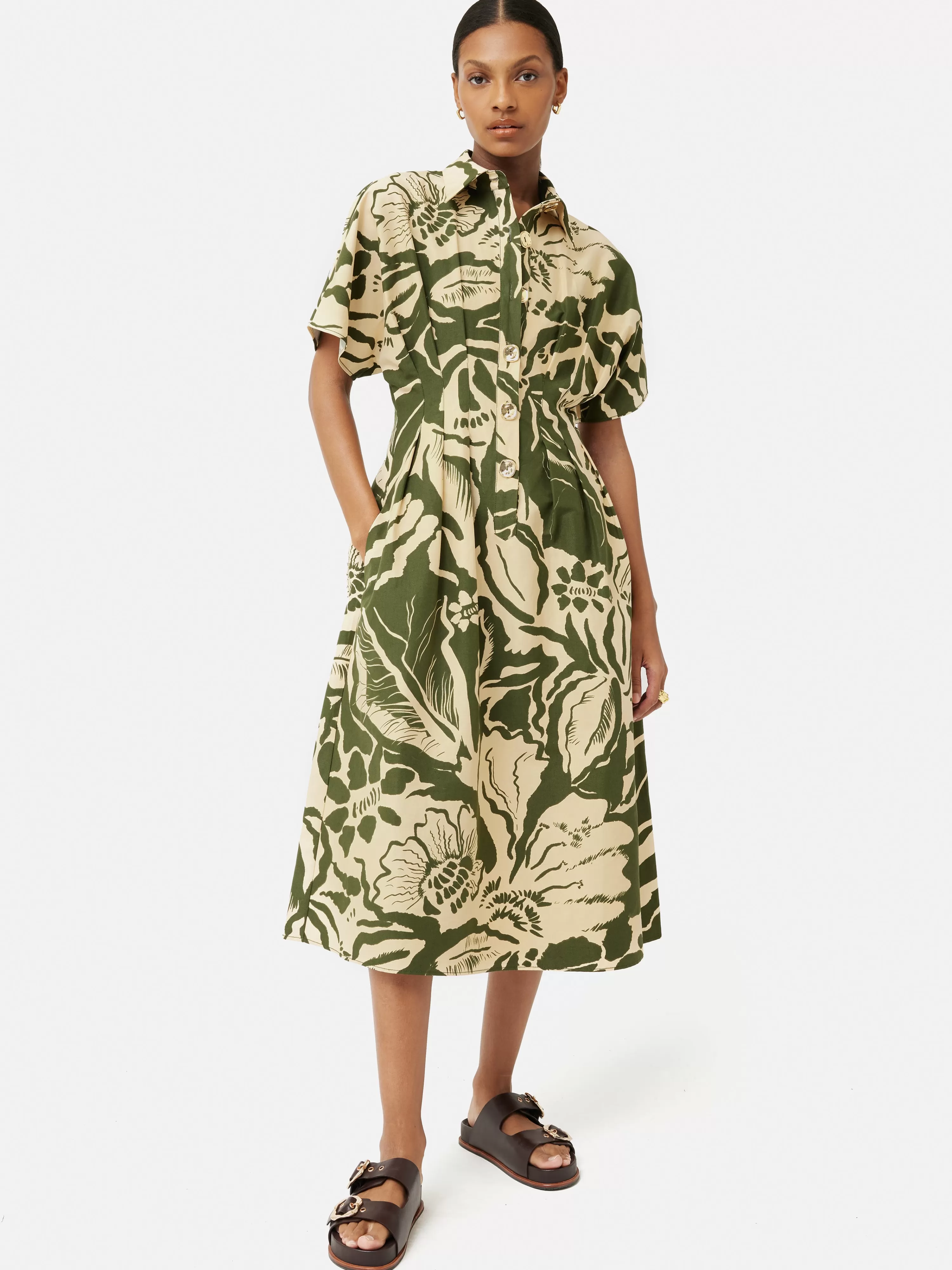 Jigsaw Strokes Floral Shirt Dress-Women Dresses & Jumpsuits