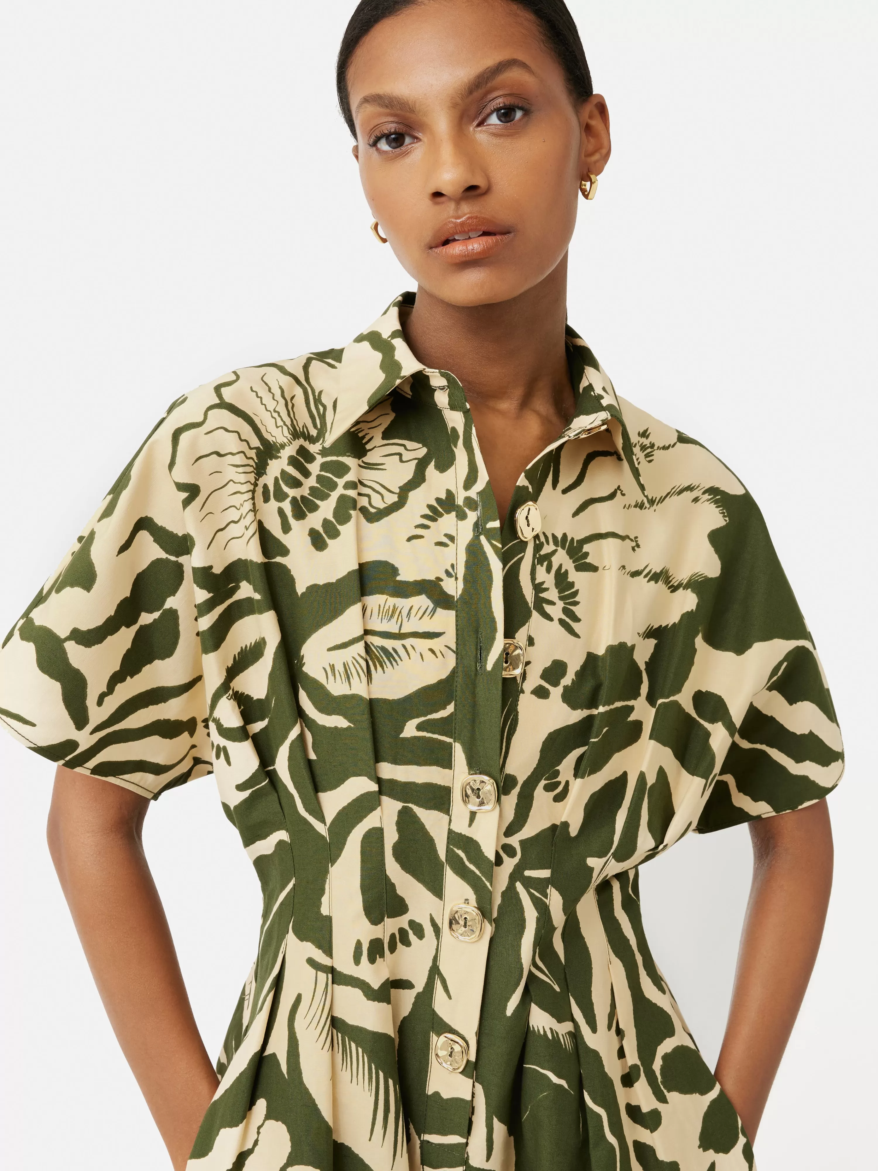 Jigsaw Strokes Floral Shirt Dress-Women Dresses & Jumpsuits