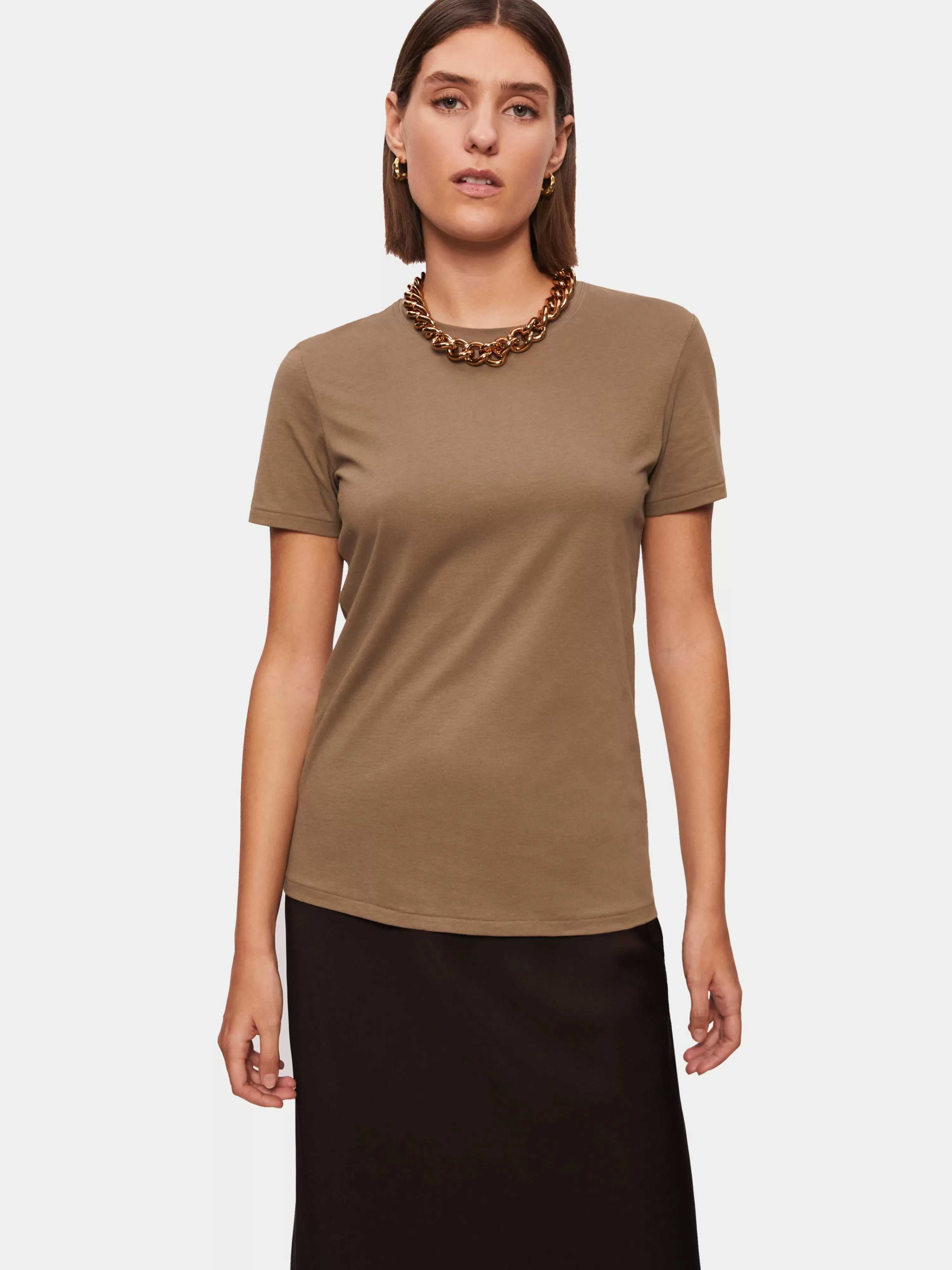 Jigsaw Supima Cotton Crew Neck Tee-Women Tops