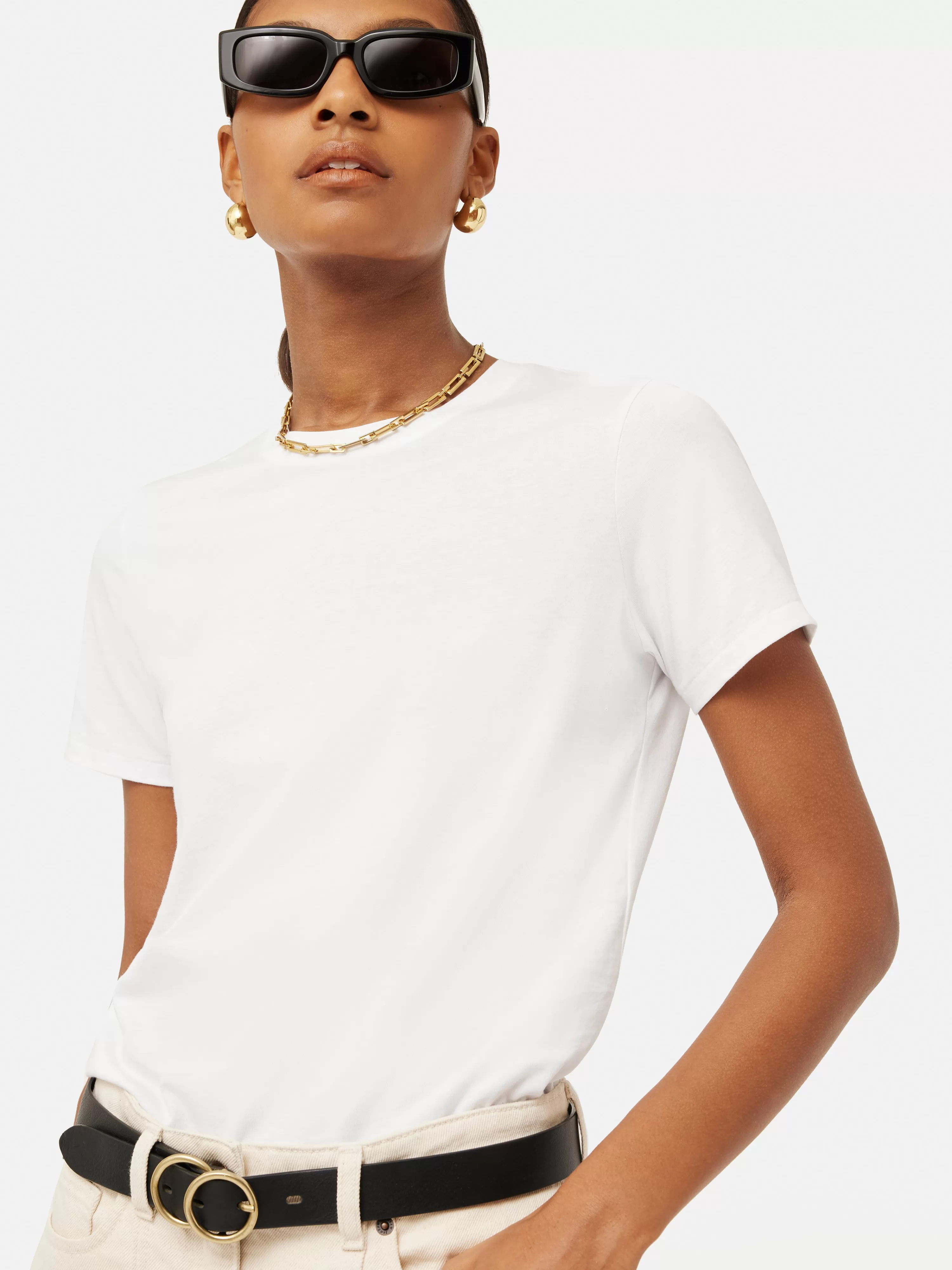 Jigsaw Supima Cotton Crew Neck Tee-Women Tops