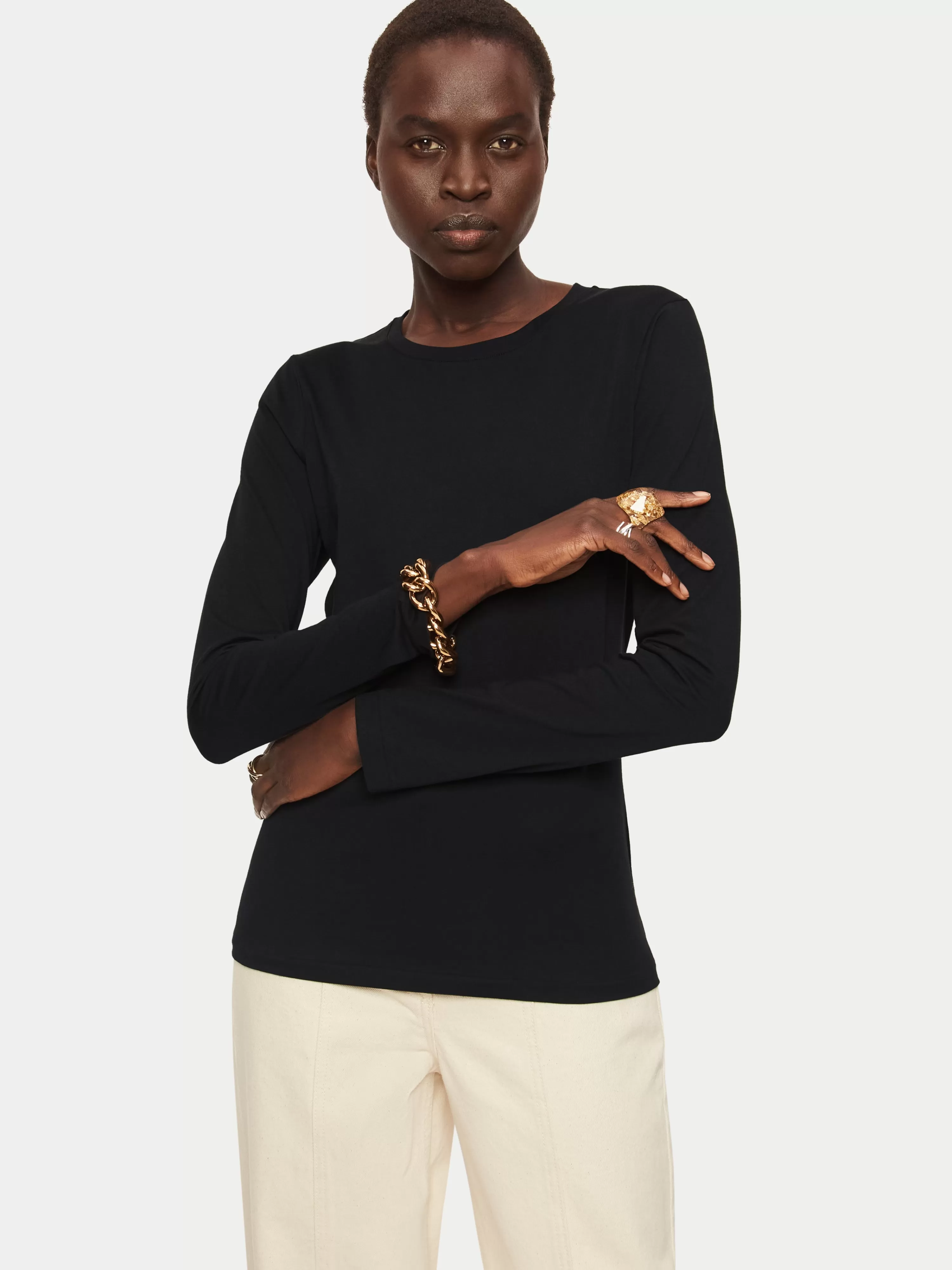 Jigsaw Supima Cotton Long Sleeve Tee-Women Tops