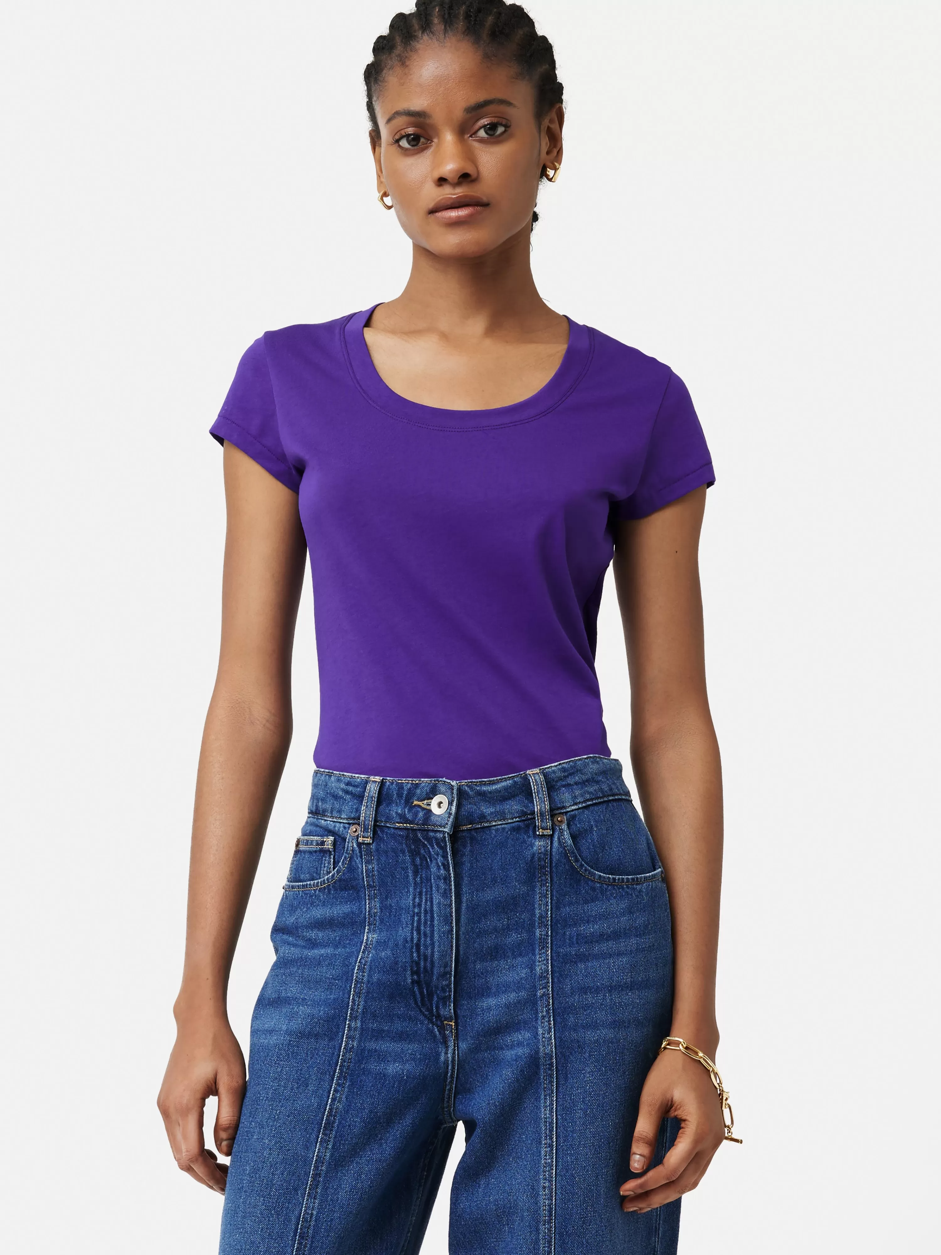 Jigsaw Supima Cotton Scoop Neck Tee-Women T-Shirts