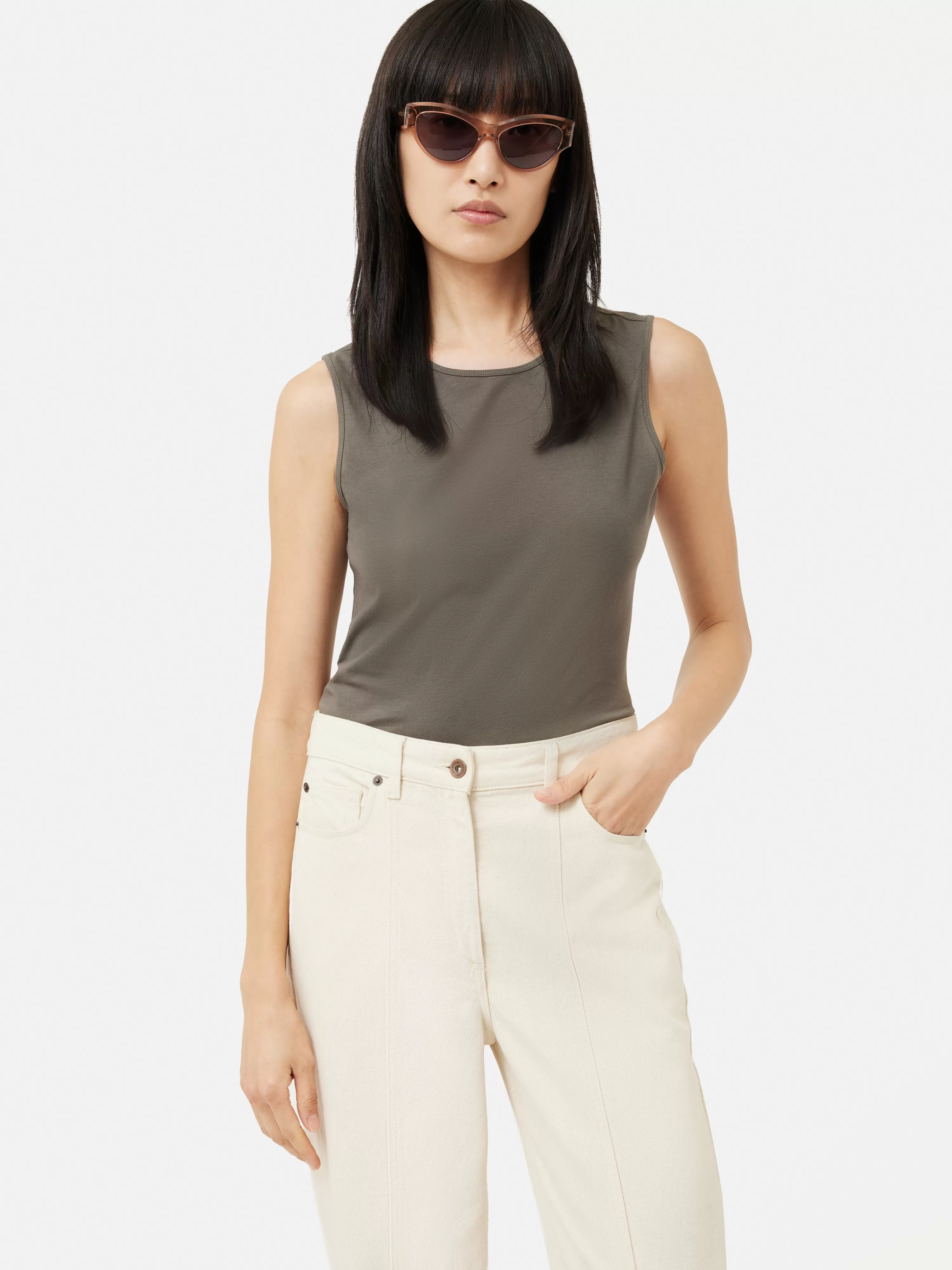 Jigsaw Supima Sleeveless Tee-Women Tops