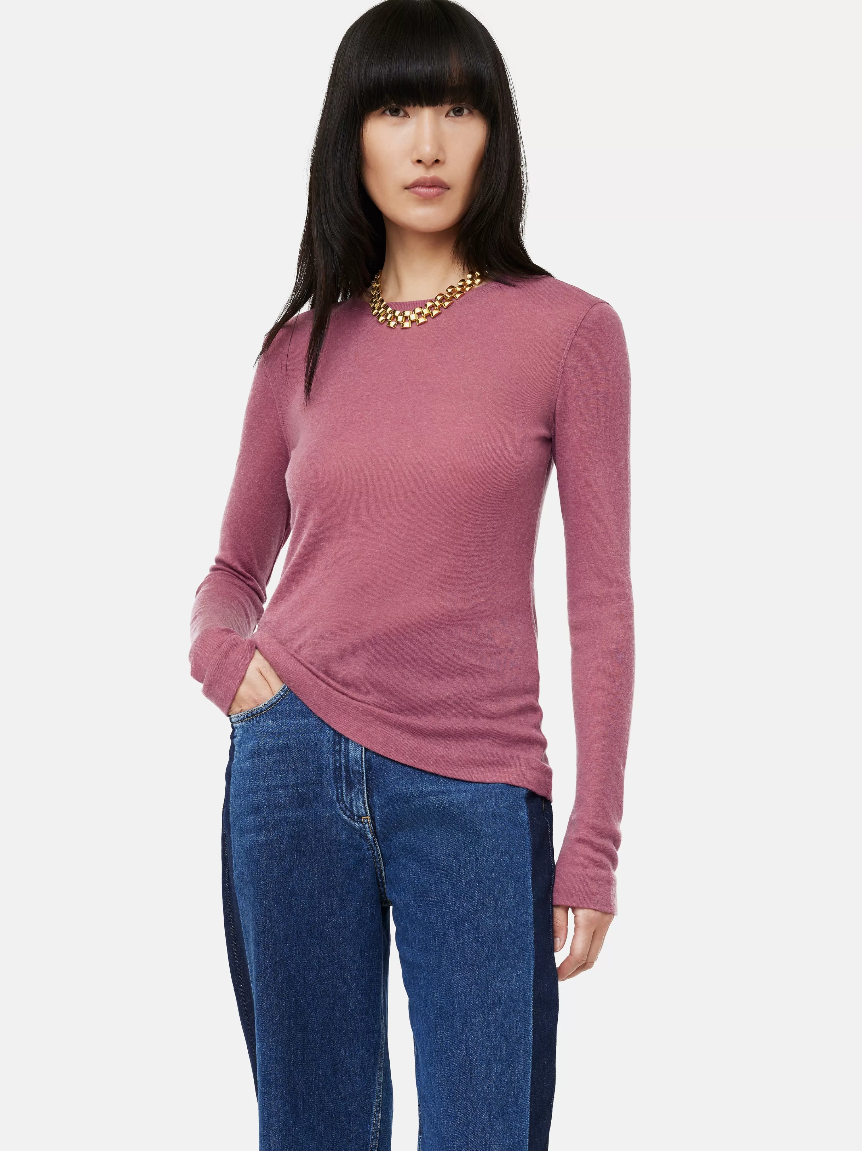 Jigsaw Tencel Wool Long Sleeve Top-Women Tops