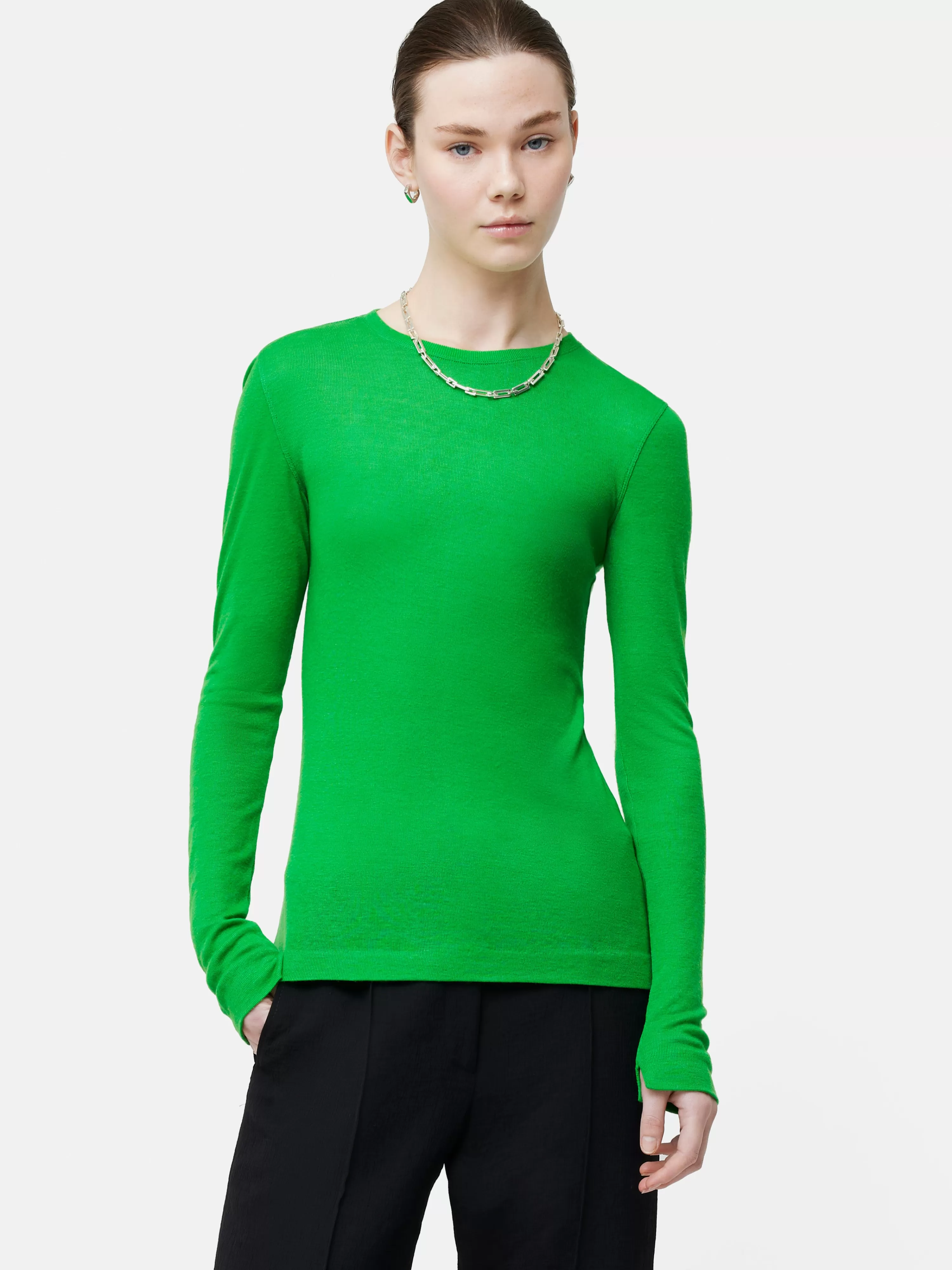 Jigsaw Tencel Wool Long Sleeve Top-Women Tops