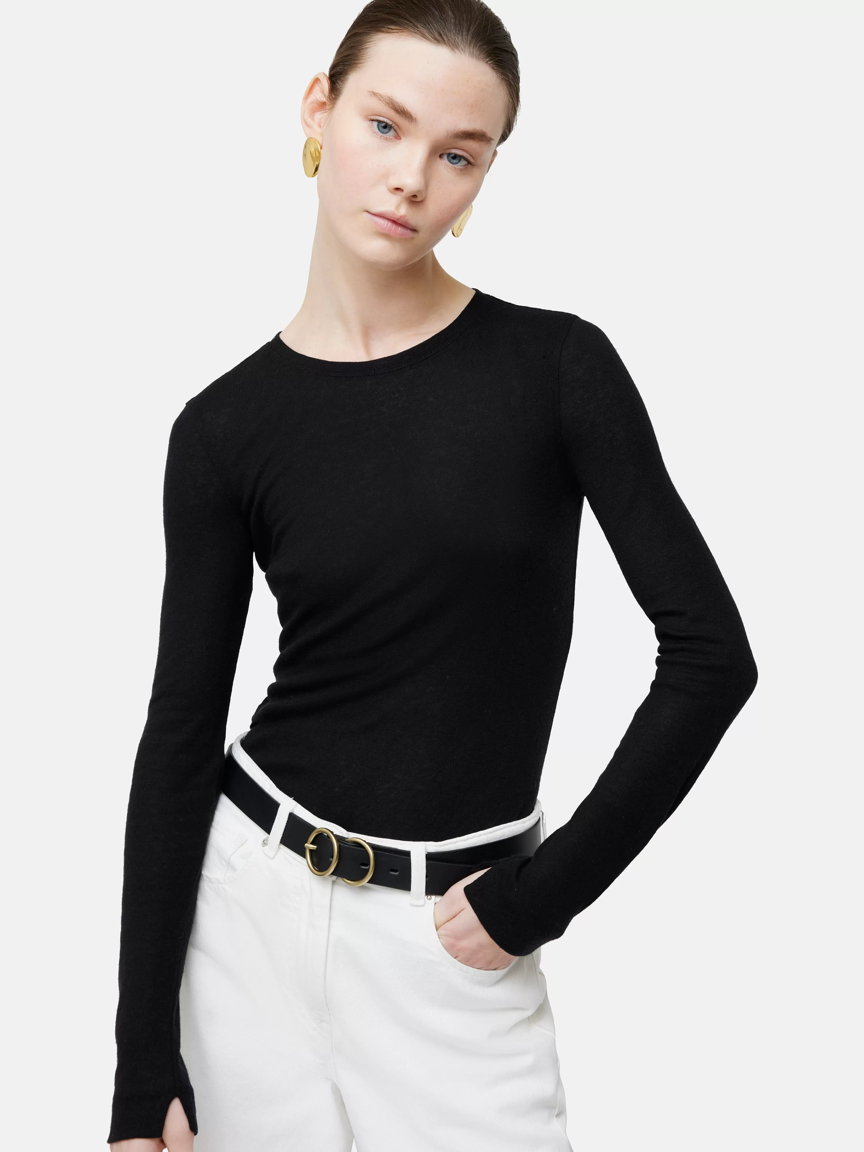 Jigsaw Tencel Wool Long Sleeve Top-Women T-Shirts