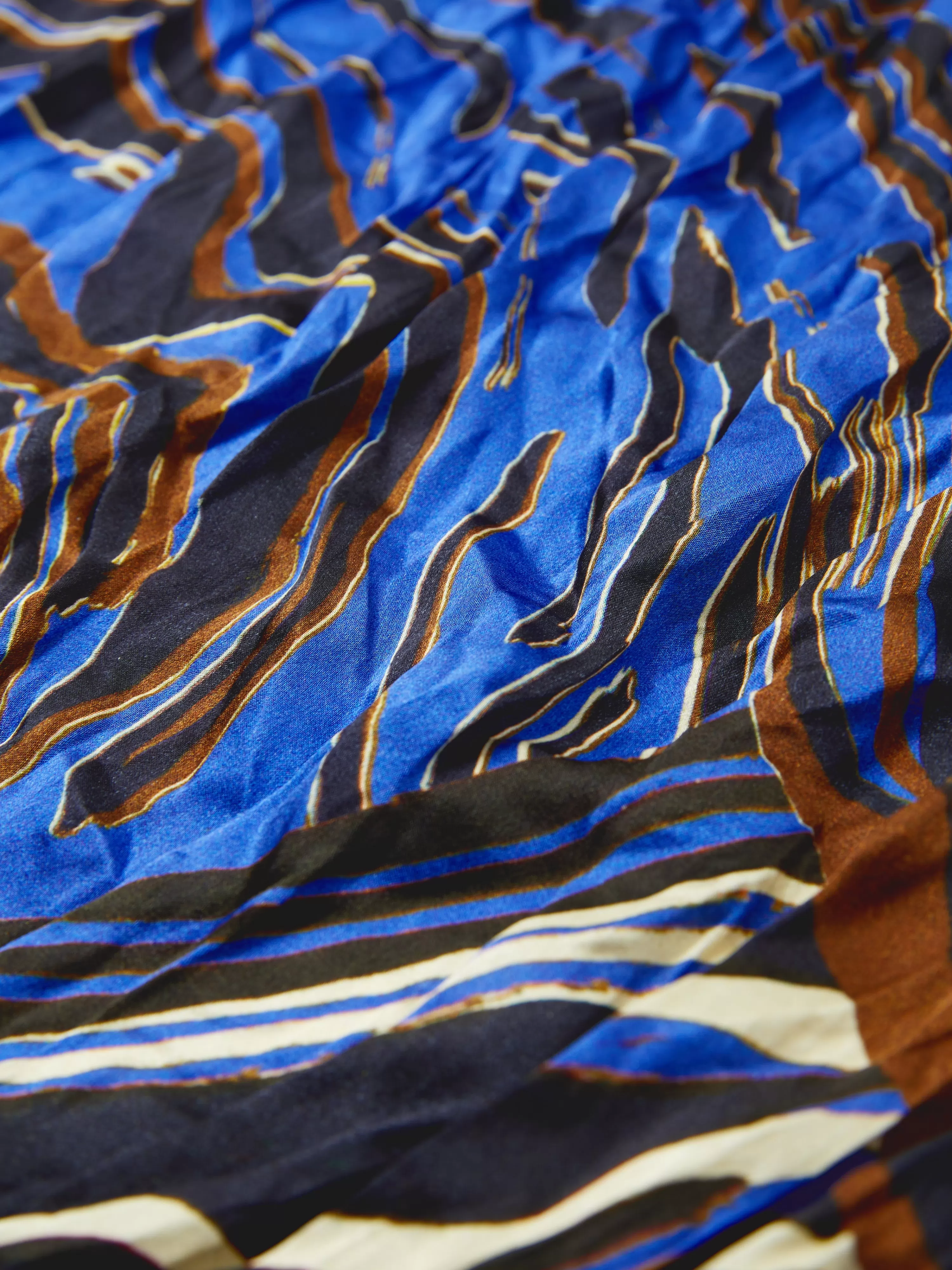 Jigsaw Terrain Silk Satin Scarf-Women Ponchos & Scarves