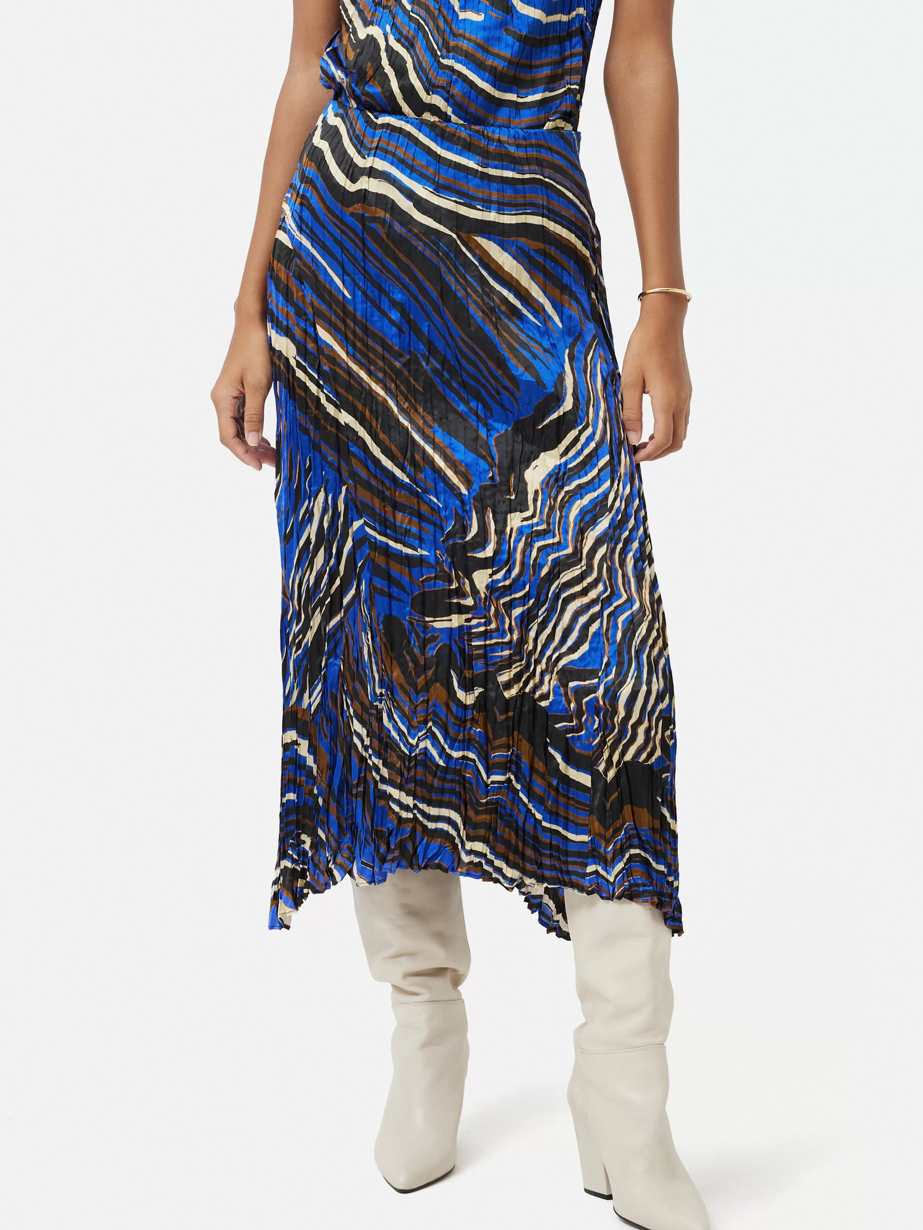 Jigsaw Terrain Silk Viscose Skirt-Women Skirts