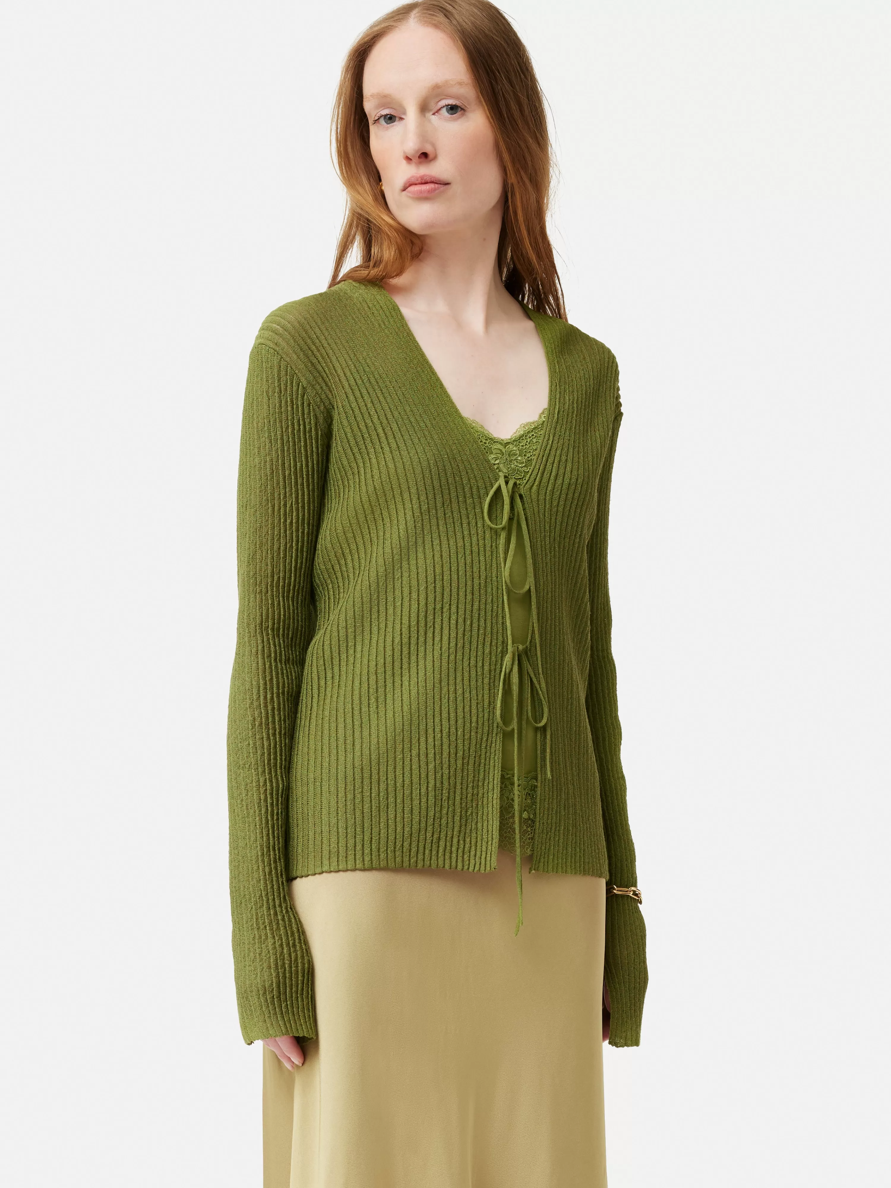 Jigsaw Textured Plisse Cardigan-Women Knitwear & Cashmere