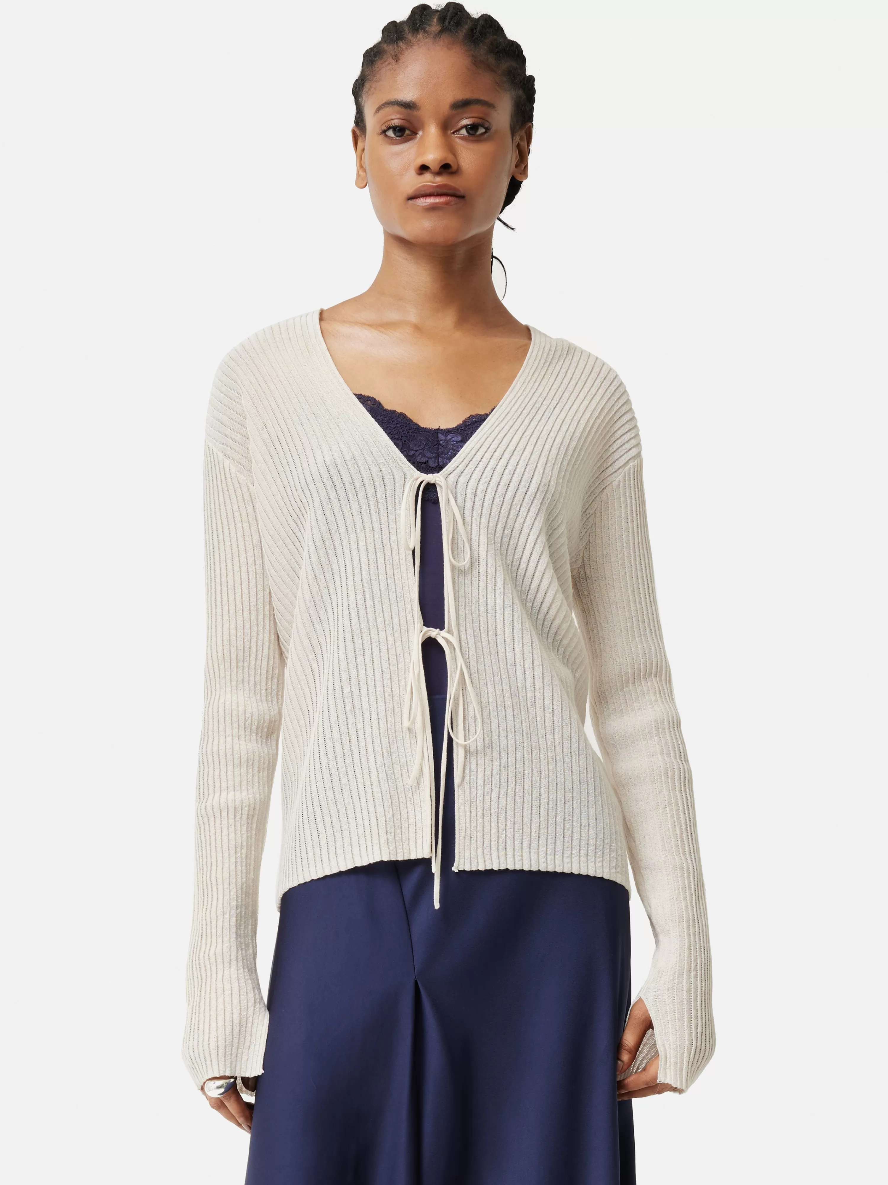 Jigsaw Textured Plisse Cardigan-Women Knitwear & Cashmere