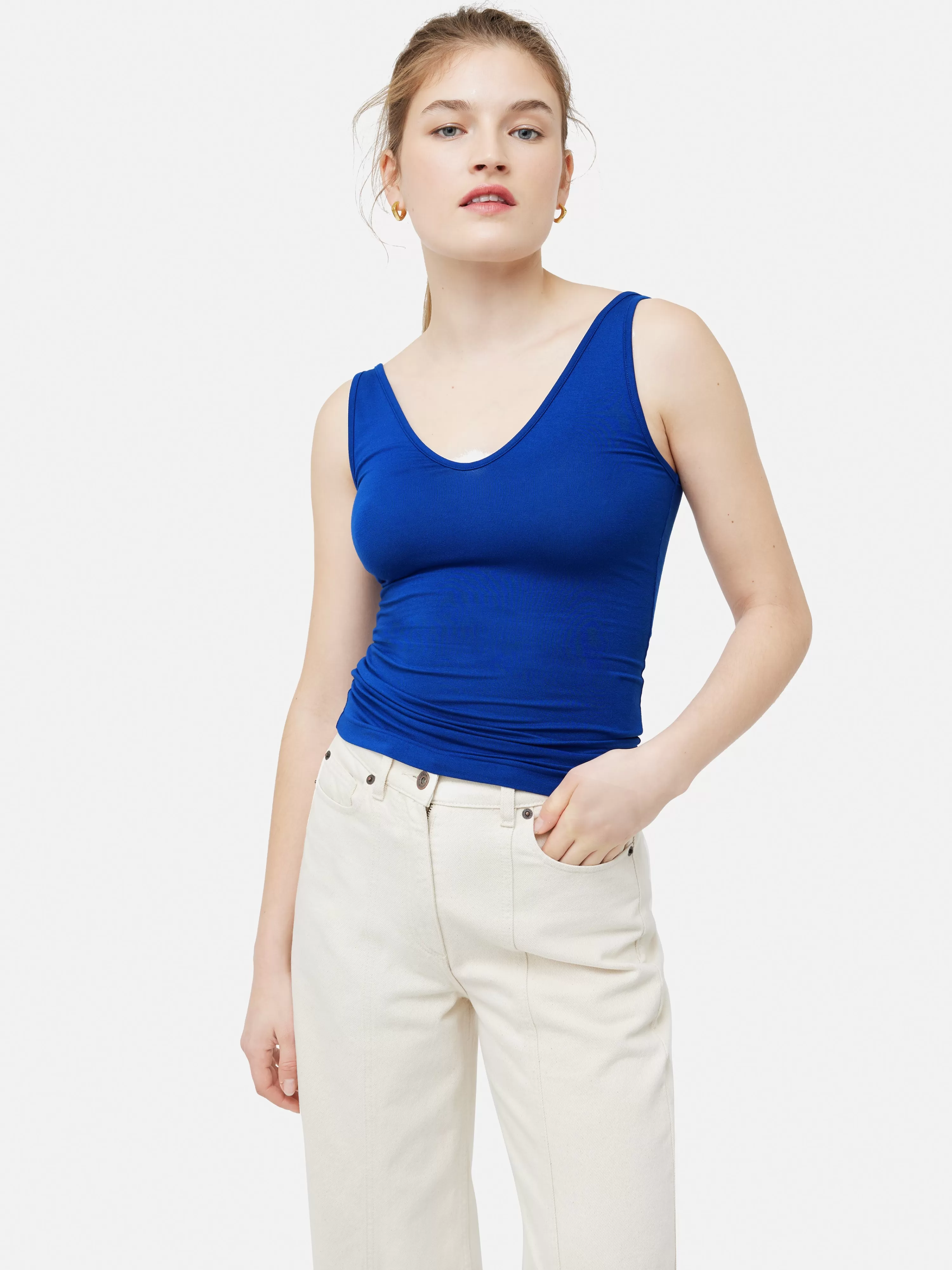 Jigsaw V Neck Sleeveless Vest-Women Tops