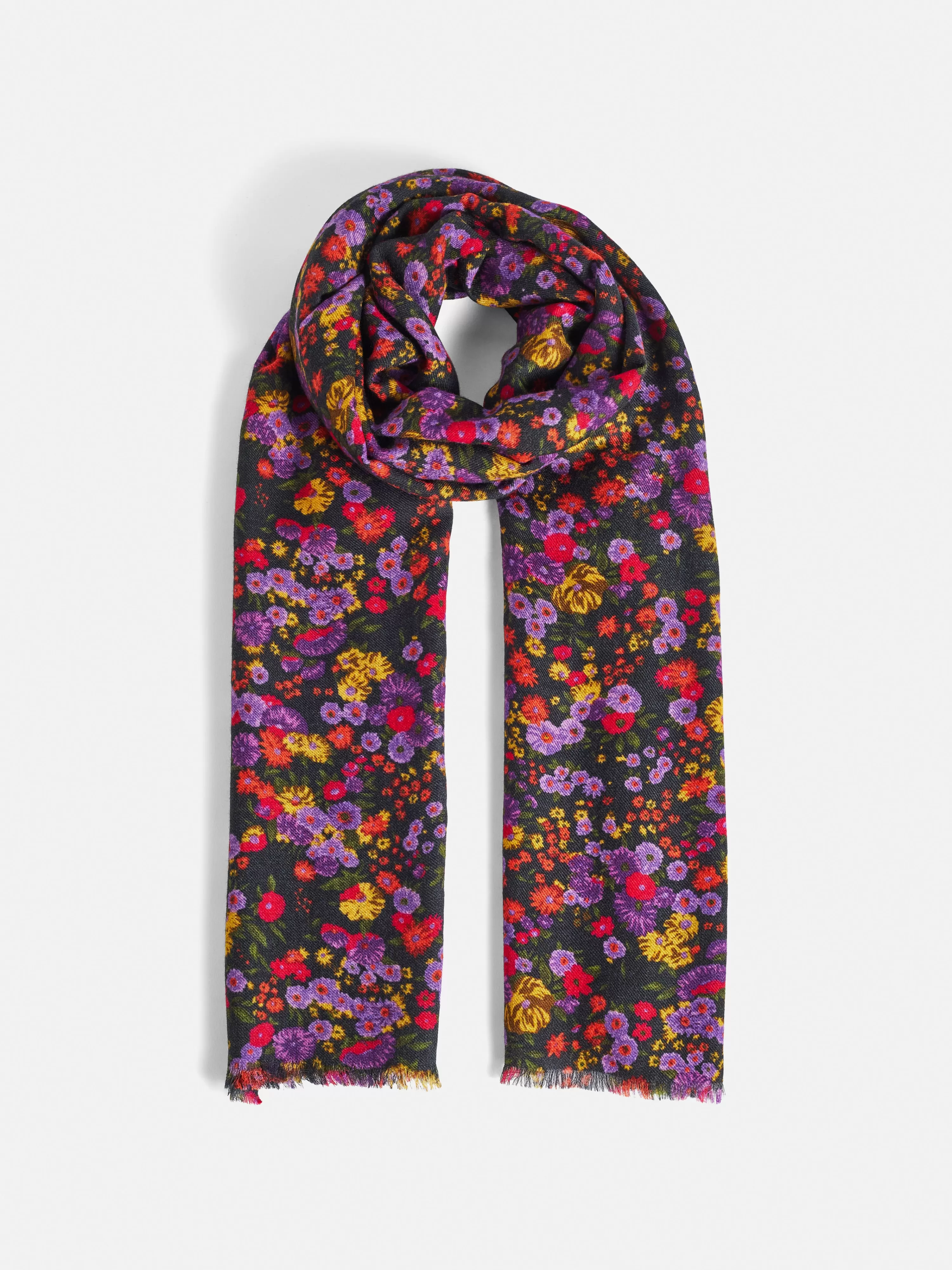 Jigsaw Wild Meadow Wool Silk Scarf-Women Ponchos & Scarves