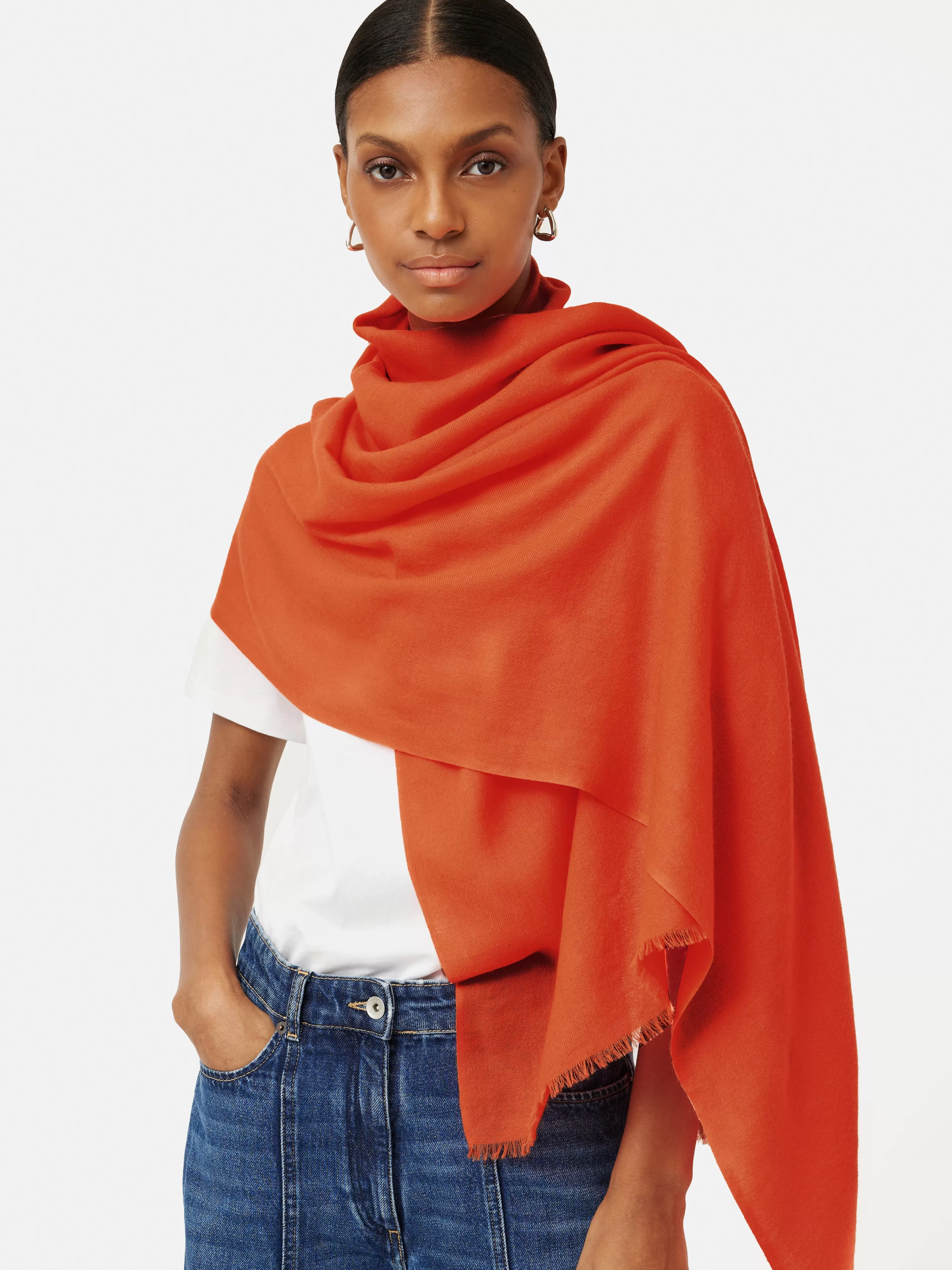 Jigsaw Wool Silk Pashmina-Women Ponchos & Scarves