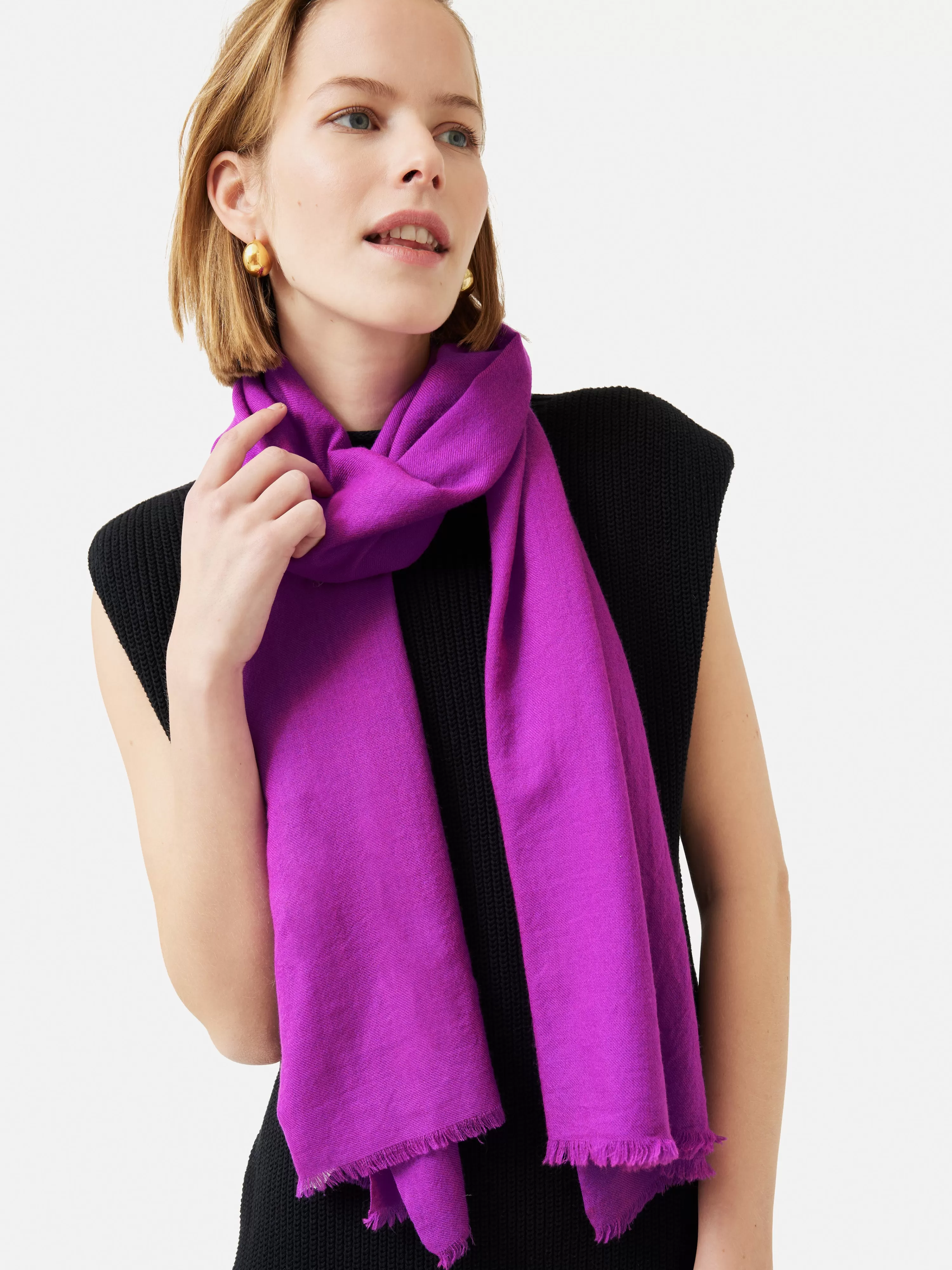 Jigsaw Wool Silk Pashmina-Women Ponchos & Scarves