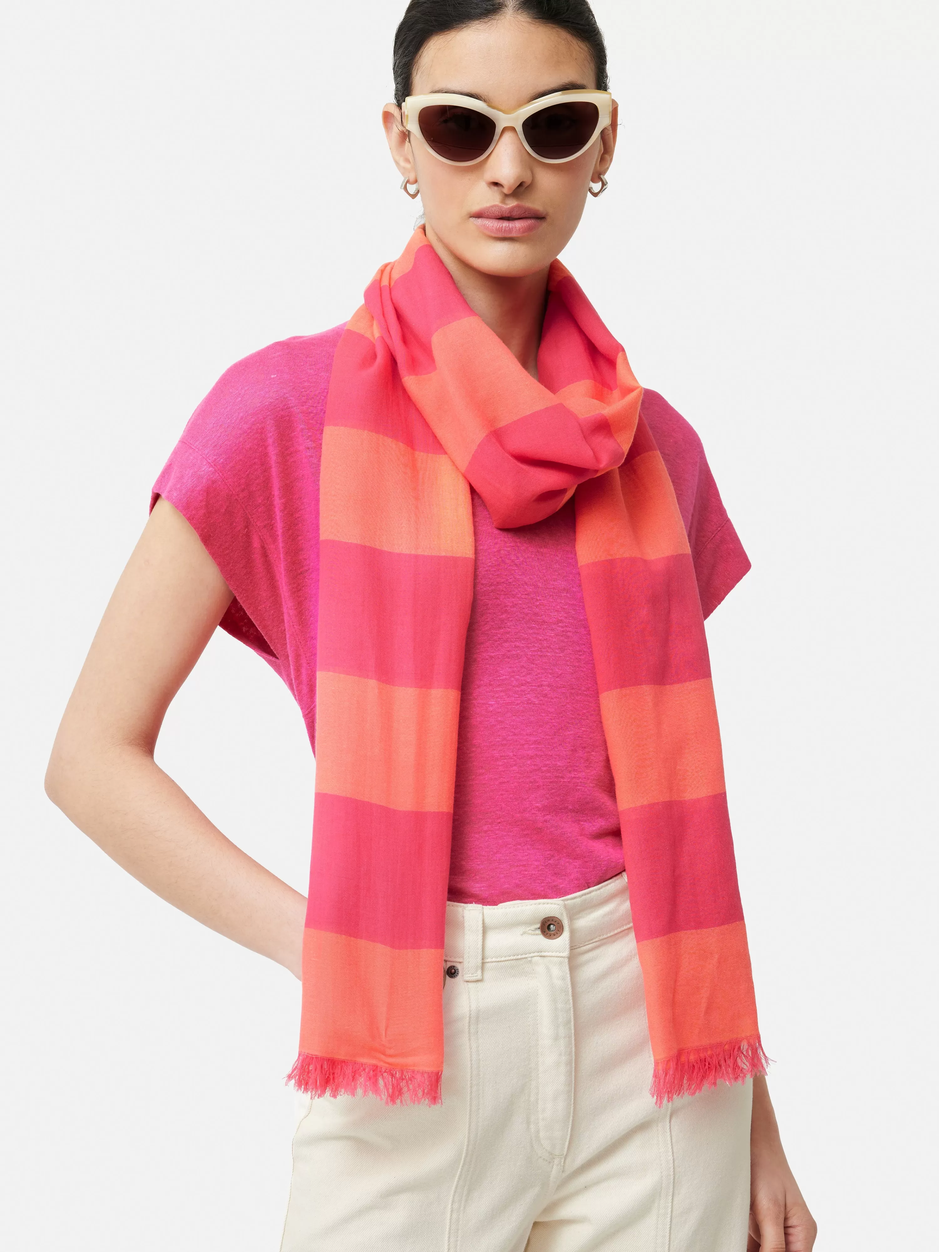 Jigsaw Woven Stripe Scarf-Women Ponchos & Scarves