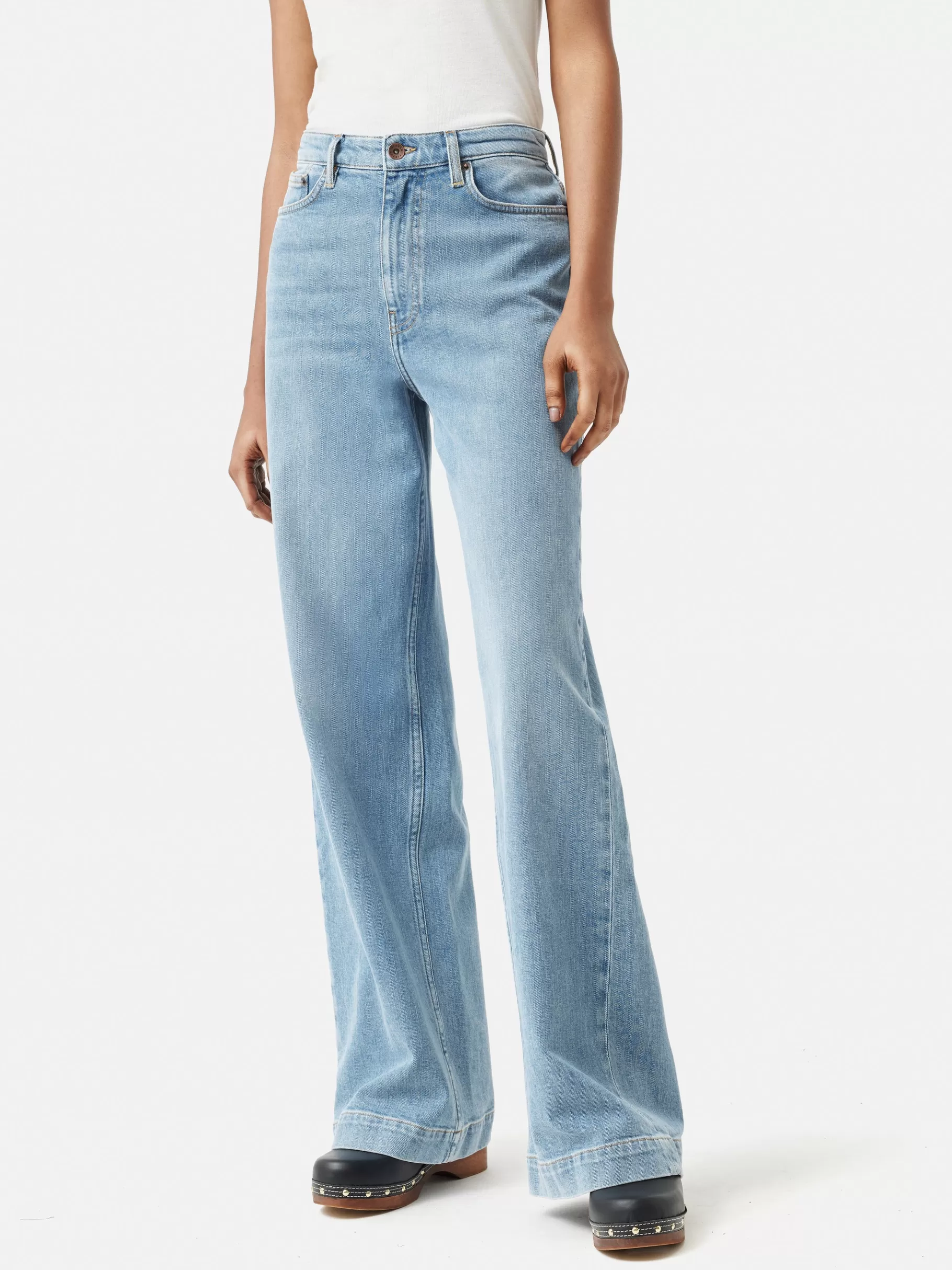 Jigsaw Trousers-Balfour Long Wide Leg Jean LightBlueWash