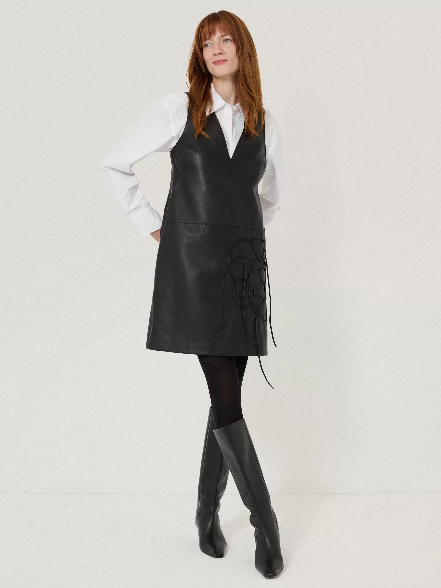 Jigsaw Leather | Dresses & Jumpsuits-Bleeker Leather Applique Dress Black