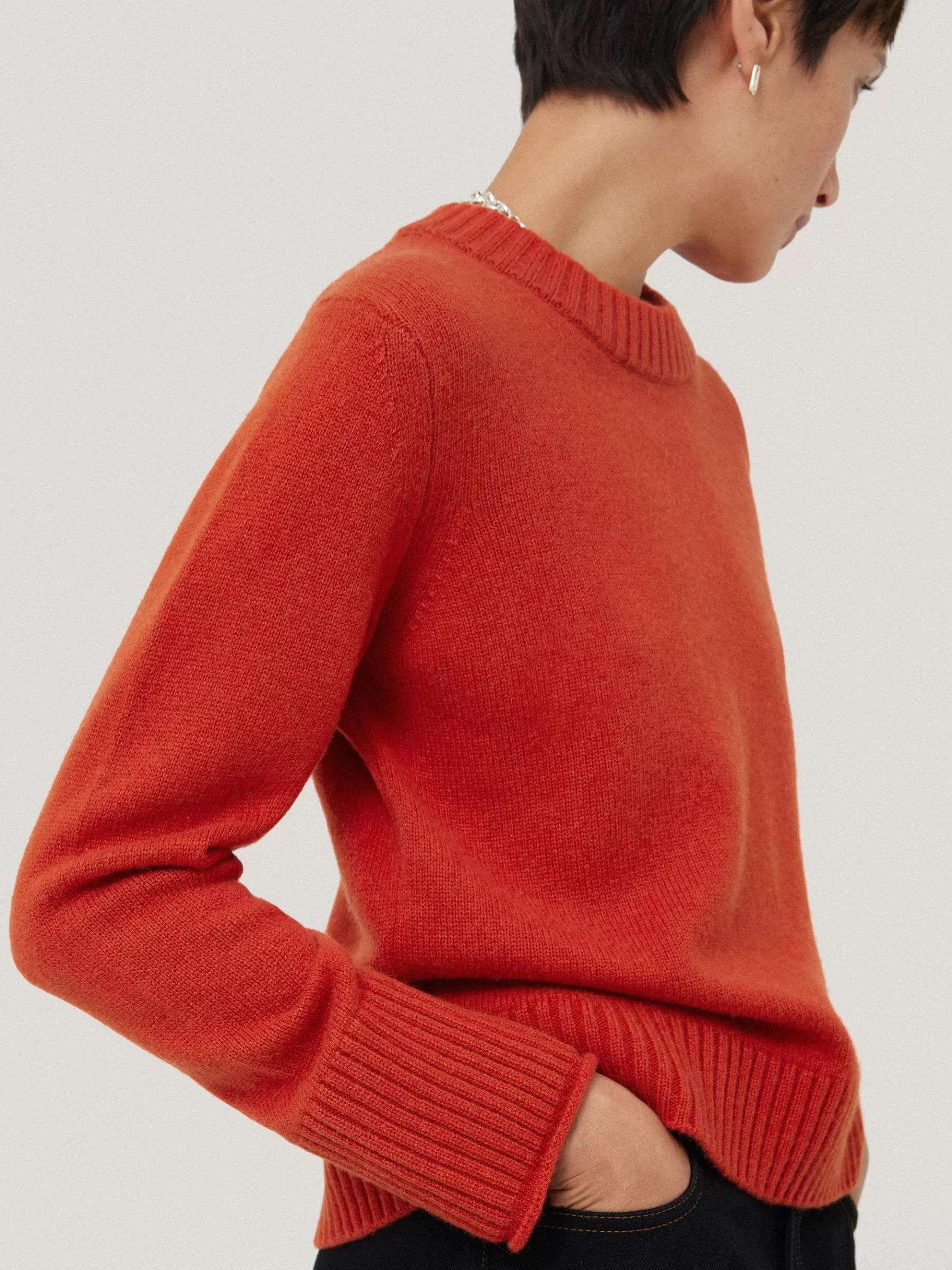 Jigsaw Knitwear & Cashmere-Compact Wool Cashmere Blend Jumper Orange