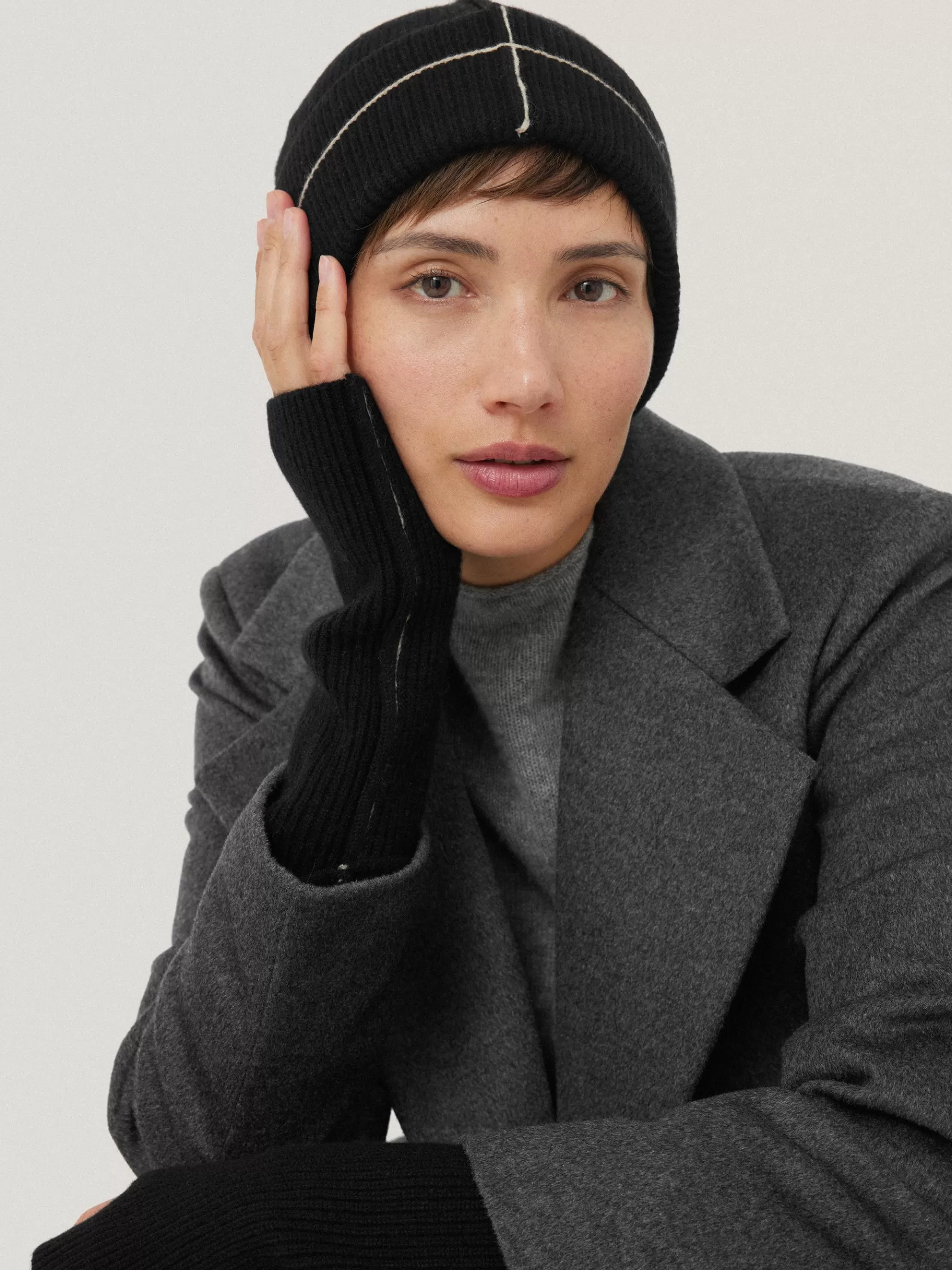 Jigsaw Hats & Gloves | Knitwear & Cashmere-Contrast Stitch Mitten Black