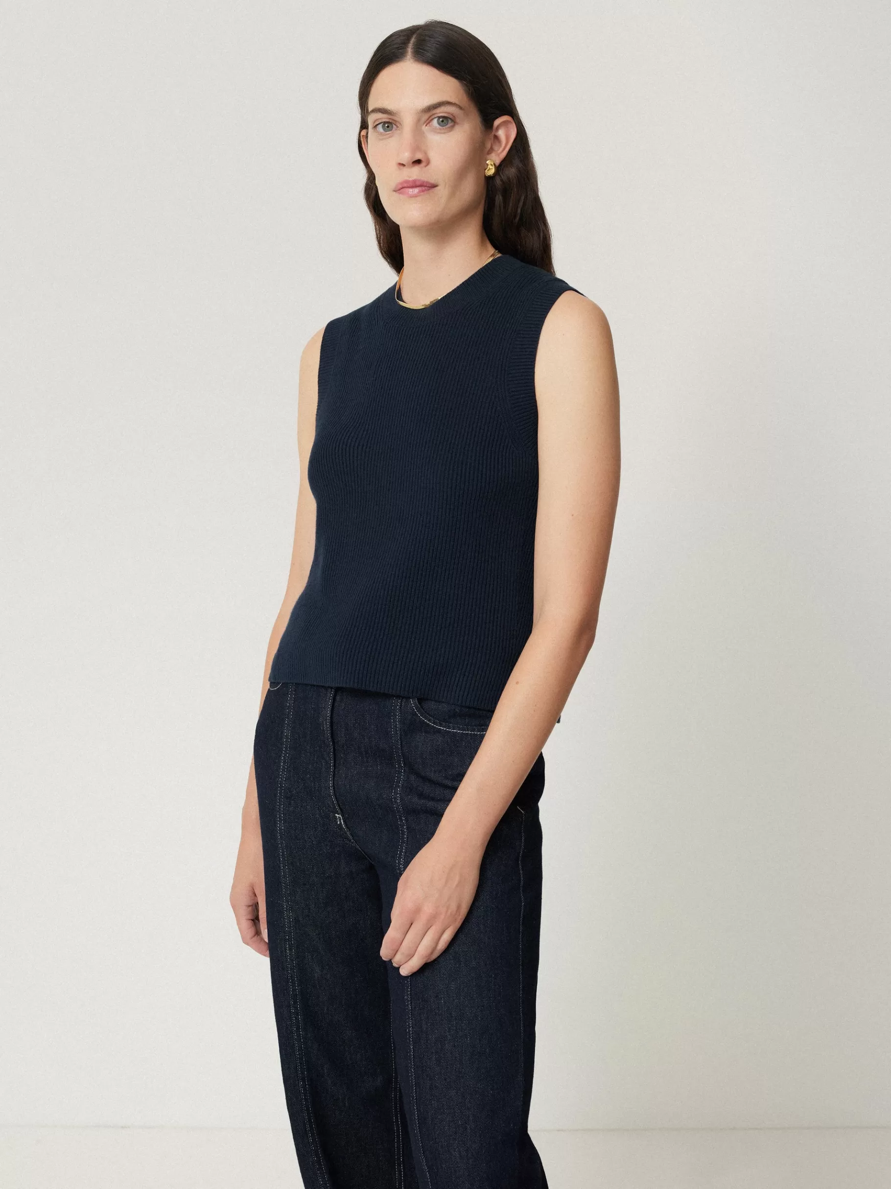 Jigsaw Knitwear & Cashmere | Co-ords-Cotton Blend Crew Tank Navy