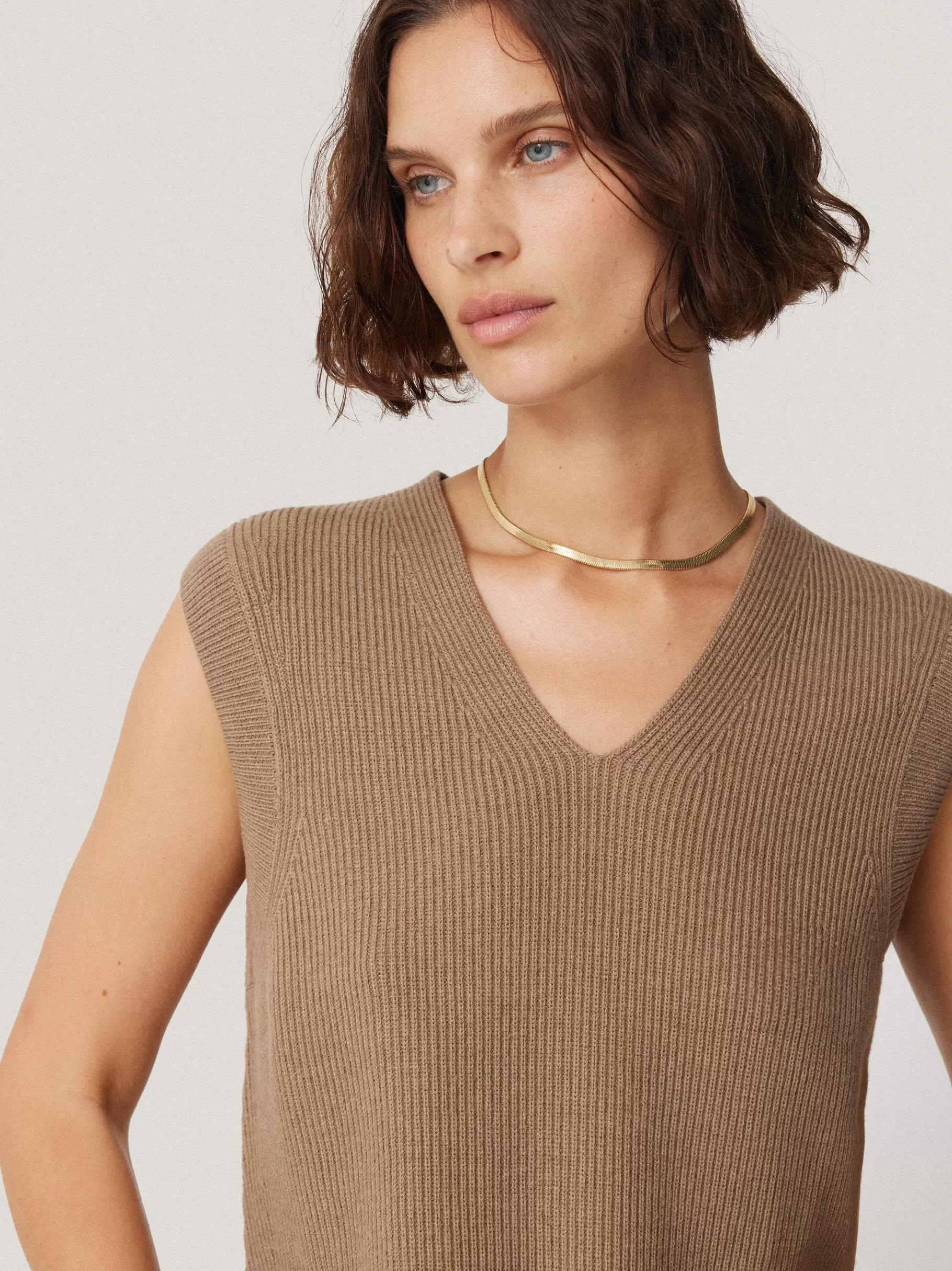 Jigsaw Knitwear & Cashmere-Cotton Blend V Neck Tank Neutral