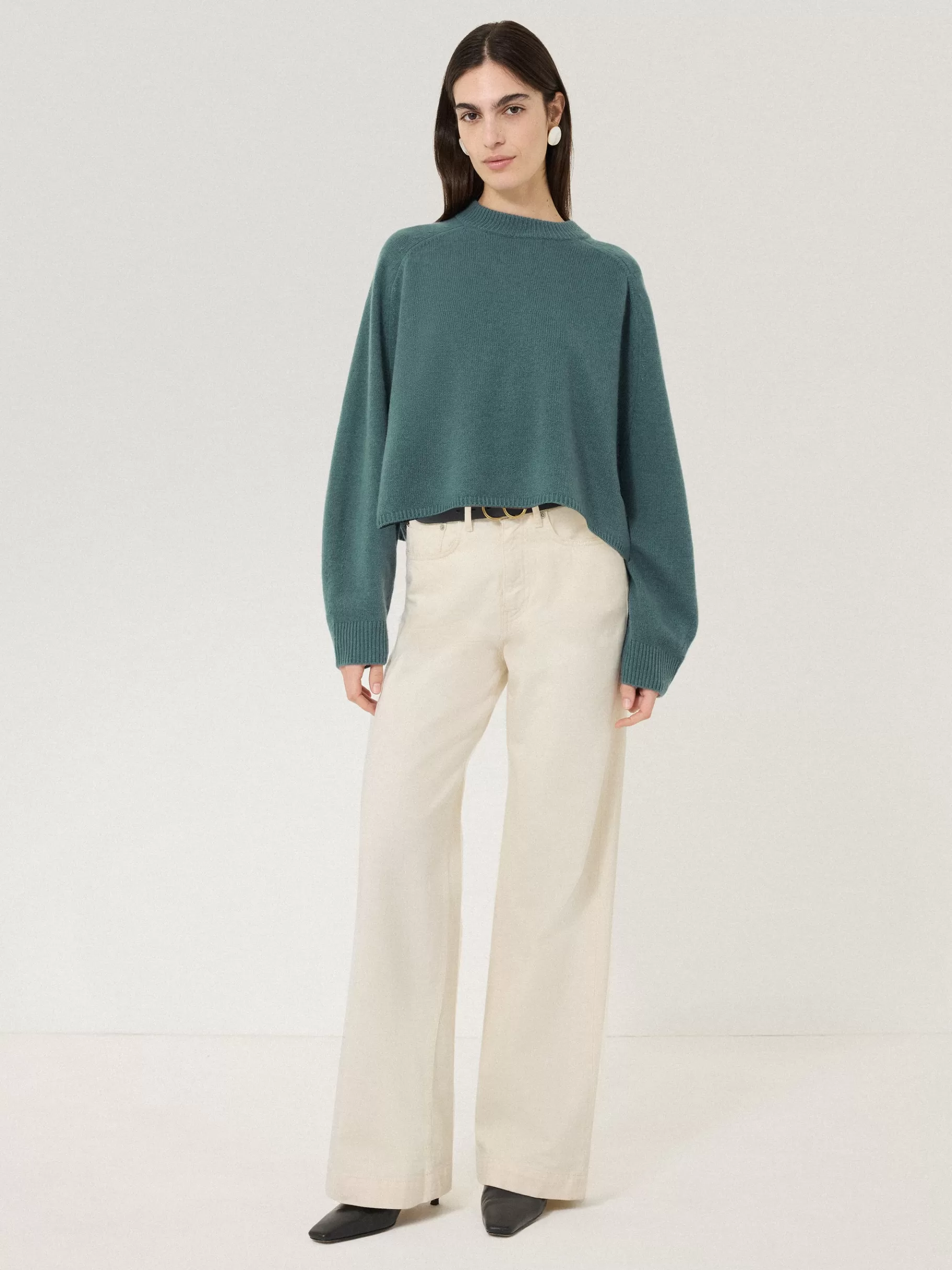 Jigsaw Knitwear & Cashmere-Crew Neck Poncho Jumper Blue