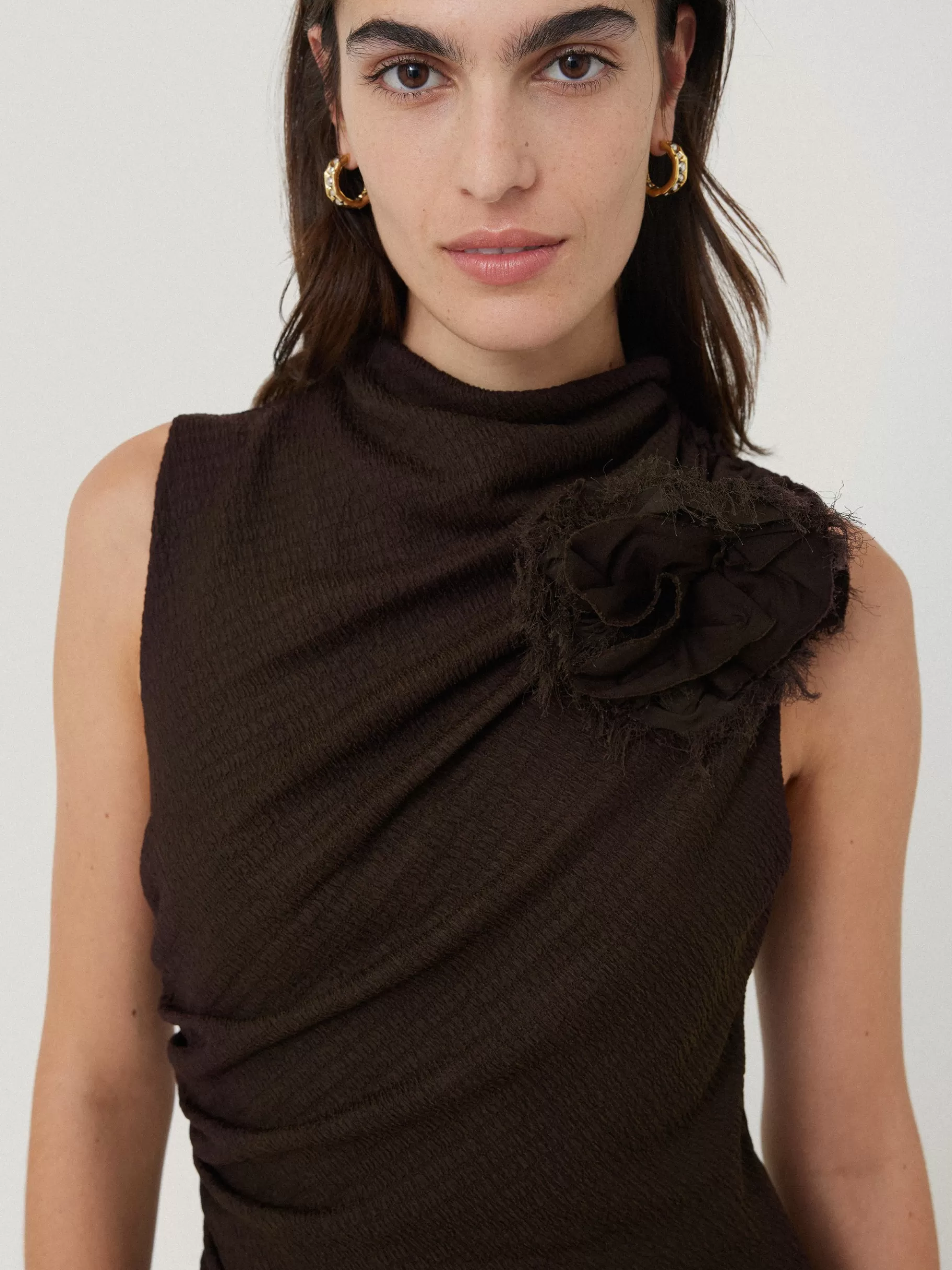 Jigsaw Dresses & Jumpsuits | Party-Crinkle Ruched Corsage Dress DarkBrown