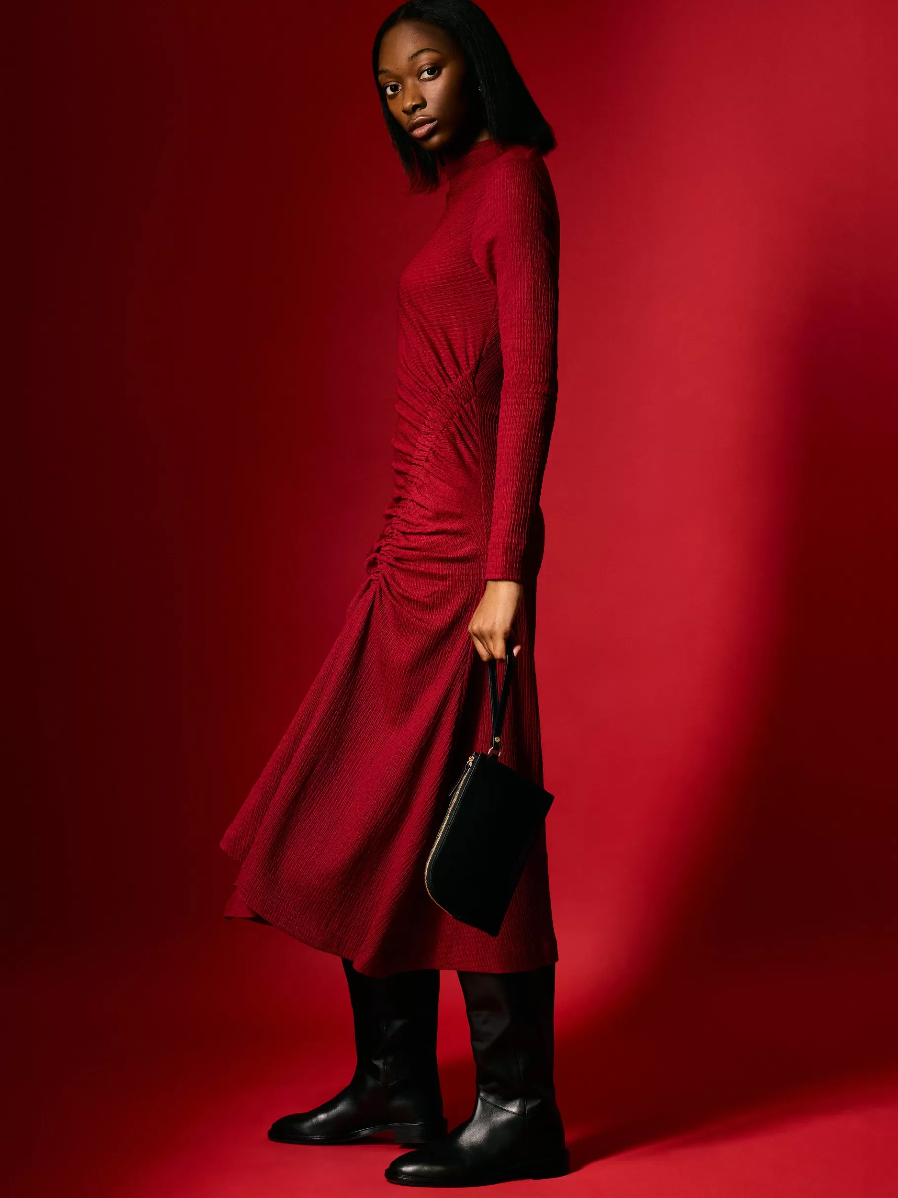 Jigsaw Dresses & Jumpsuits | Party-Crinkle Ruched Jersey Dress Red