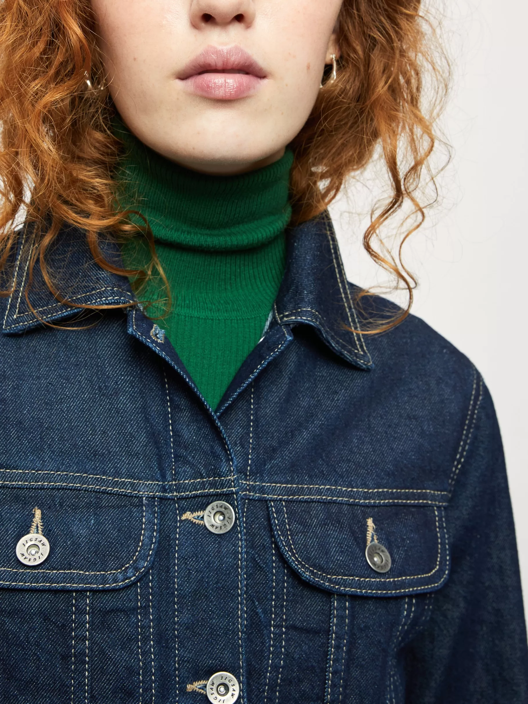Jigsaw Denim-Denim Trucker Jacket Indigo