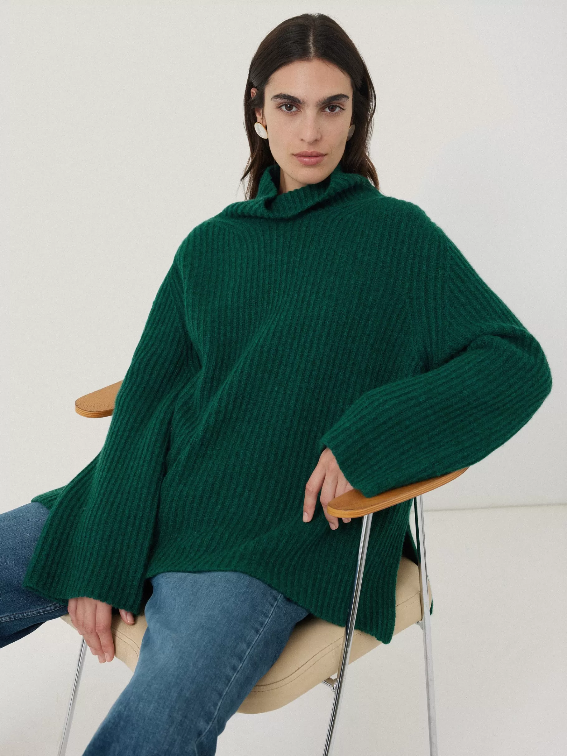 Jigsaw Knitwear & Cashmere-Faroe Fishermans Rib Jumper Green