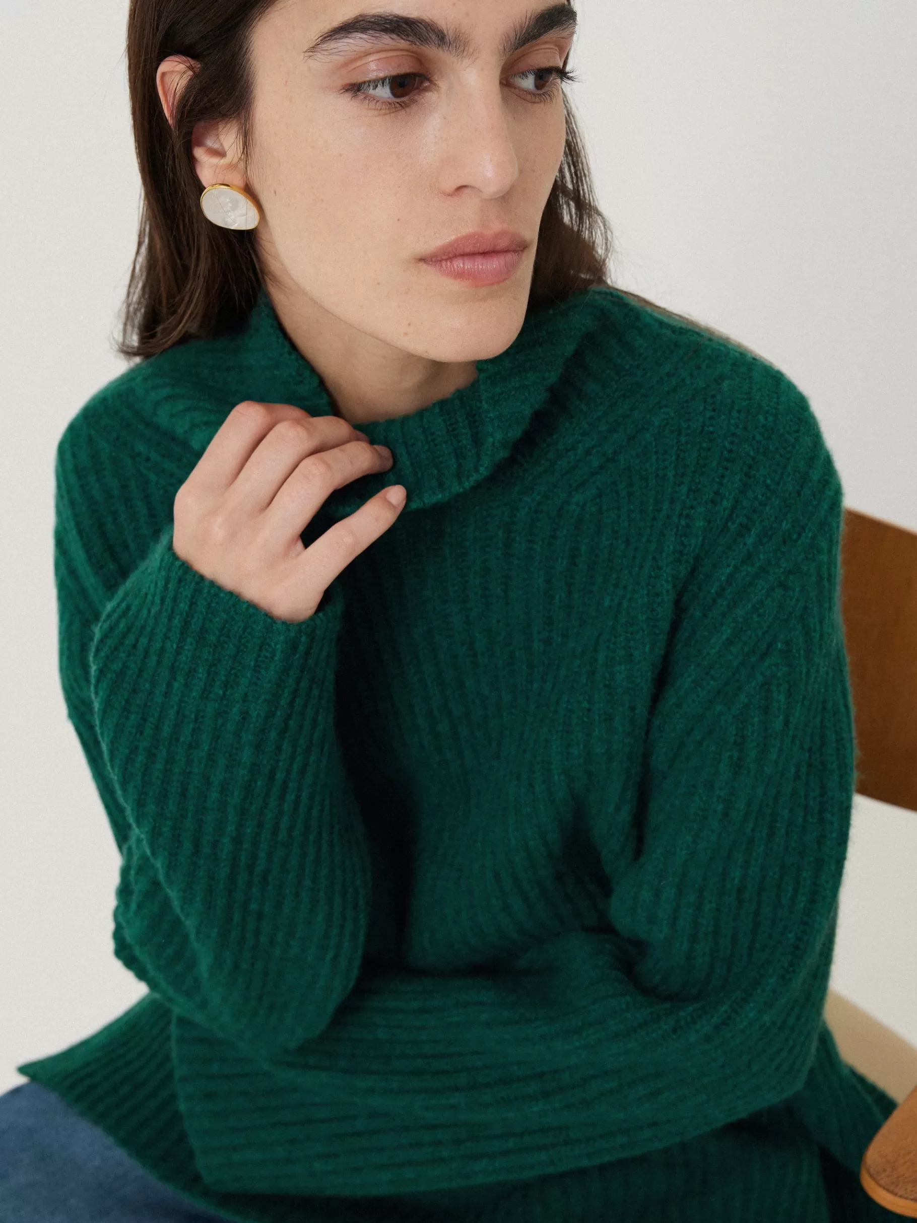 Jigsaw Knitwear & Cashmere-Faroe Fishermans Rib Jumper Green