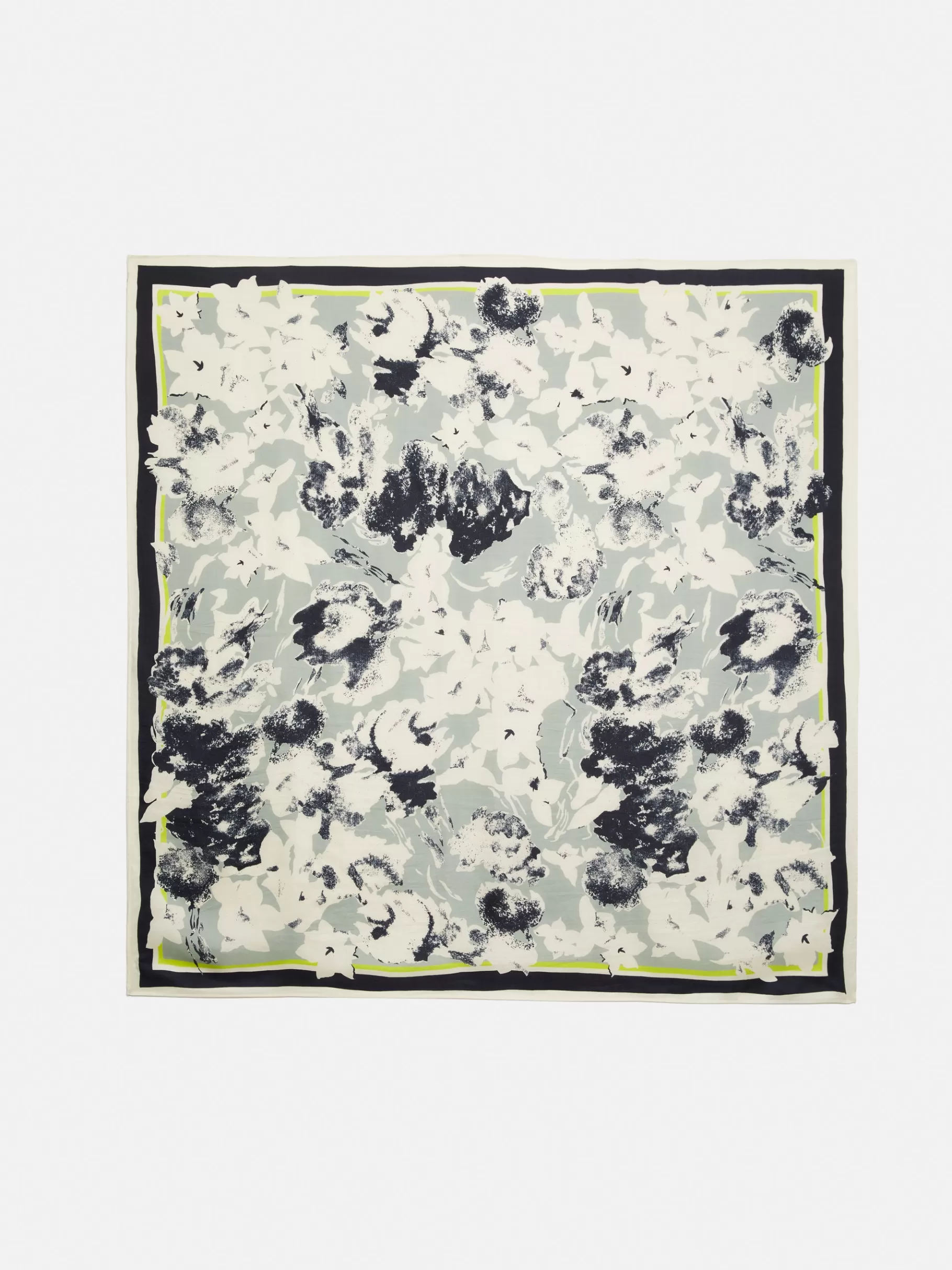 Jigsaw Ponchos & Scarves-Floral Echo Silk Twill Scarf Grey