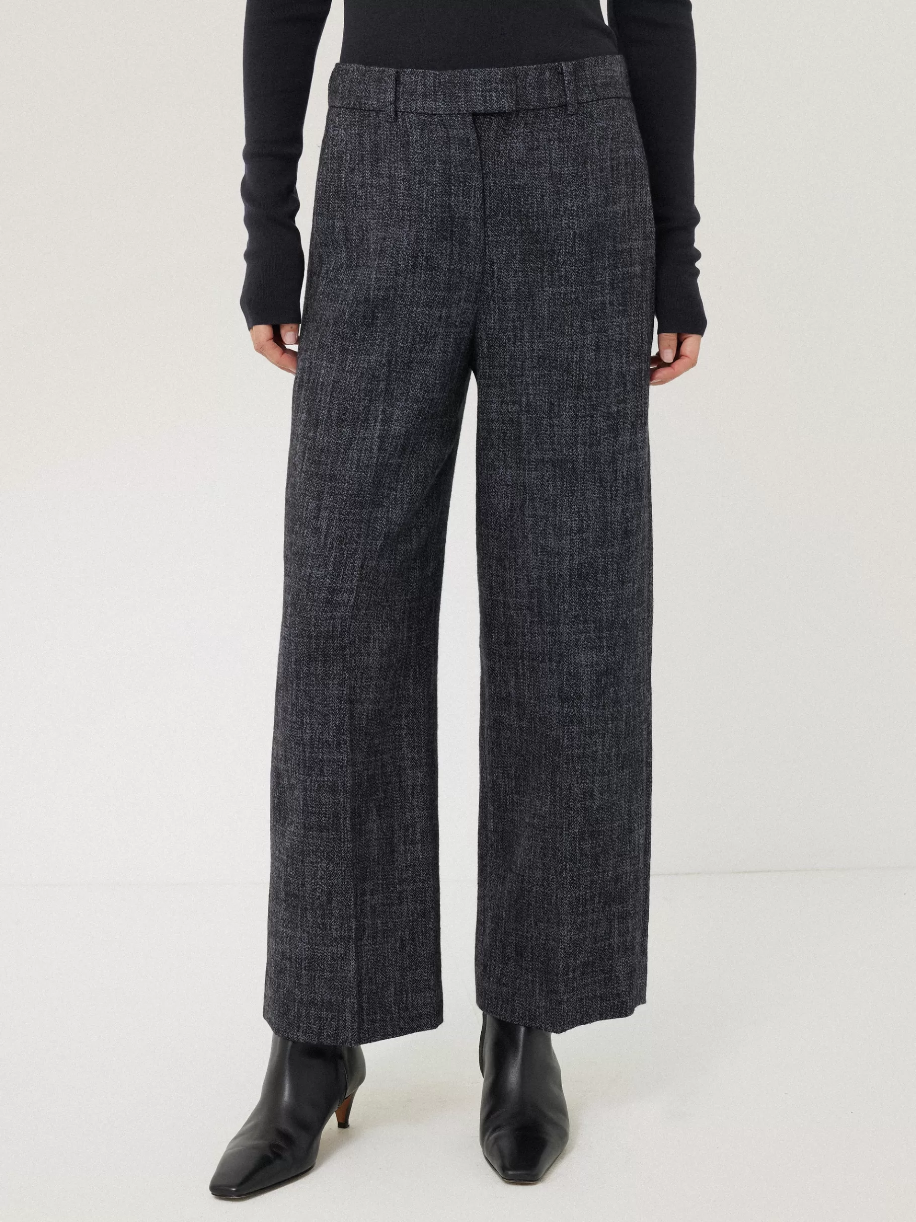 Jigsaw Trousers-Hale Boucle Cropped Trousers Navy