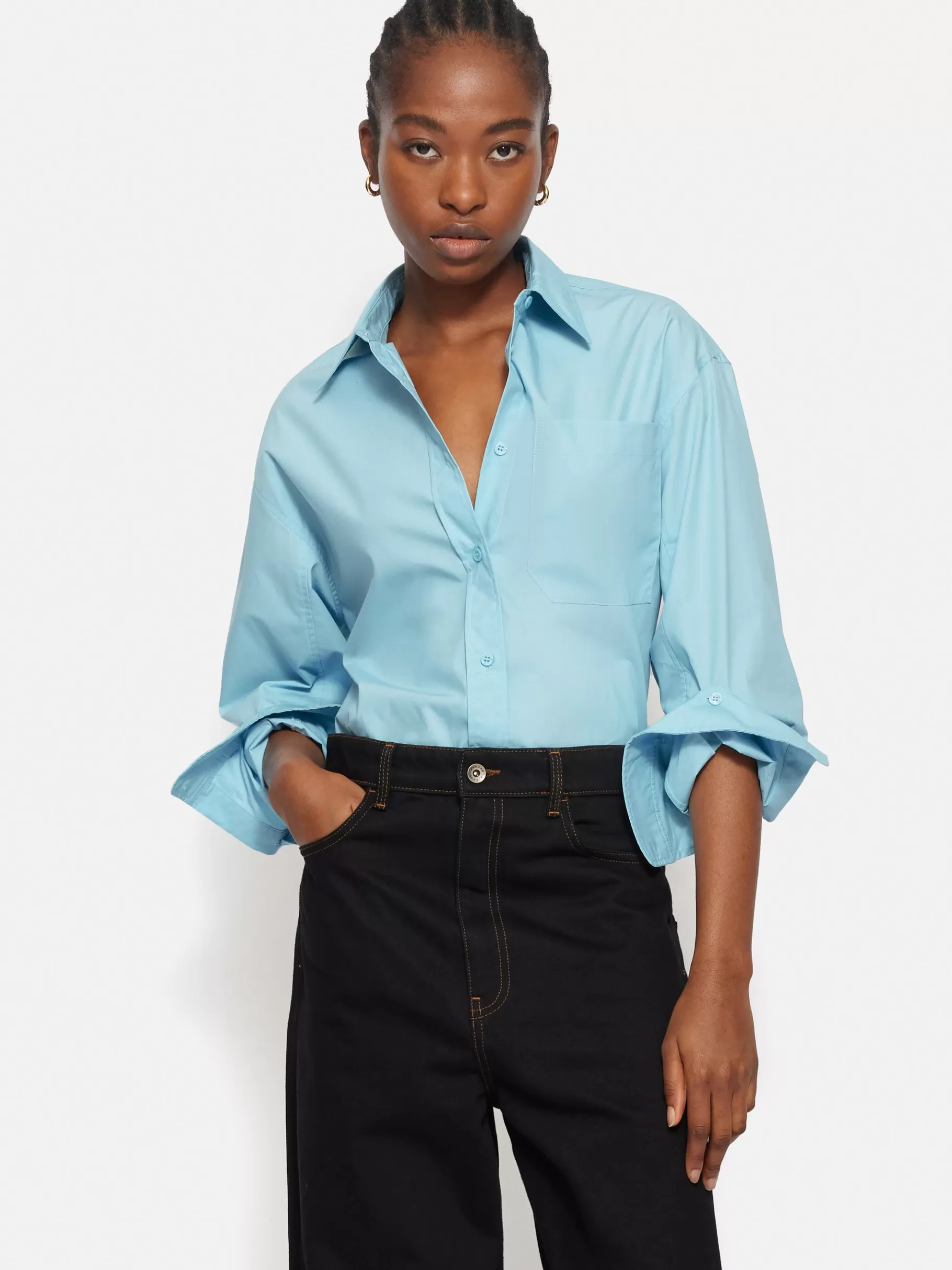 Jigsaw Shirts & Tops-Heritage Cotton Relaxed Shirt Blue