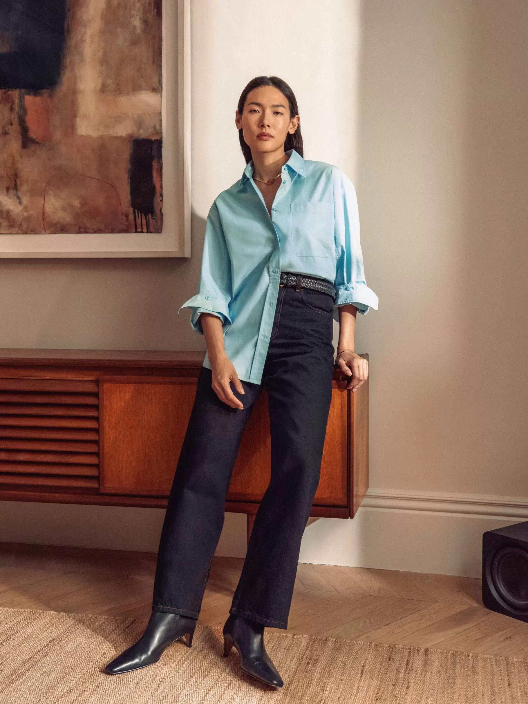 Jigsaw Shirts & Tops-Heritage Cotton Relaxed Shirt Blue